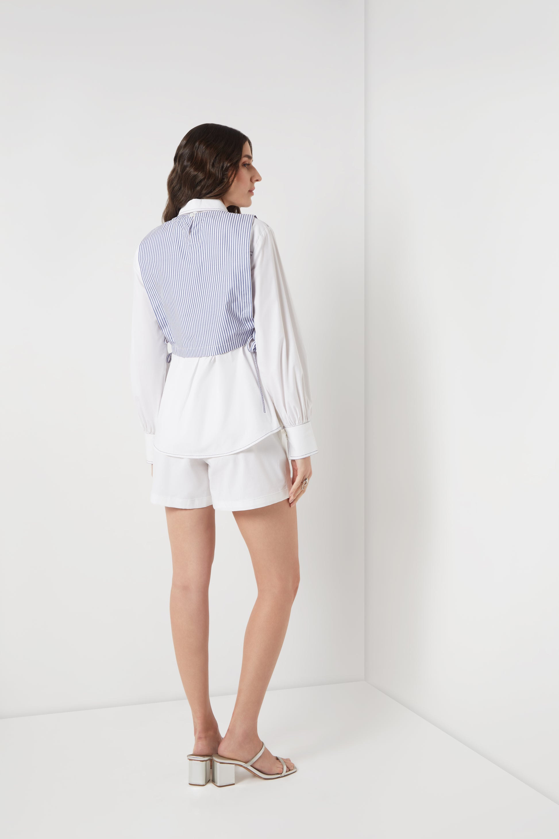 White Embellised Bib Shirt