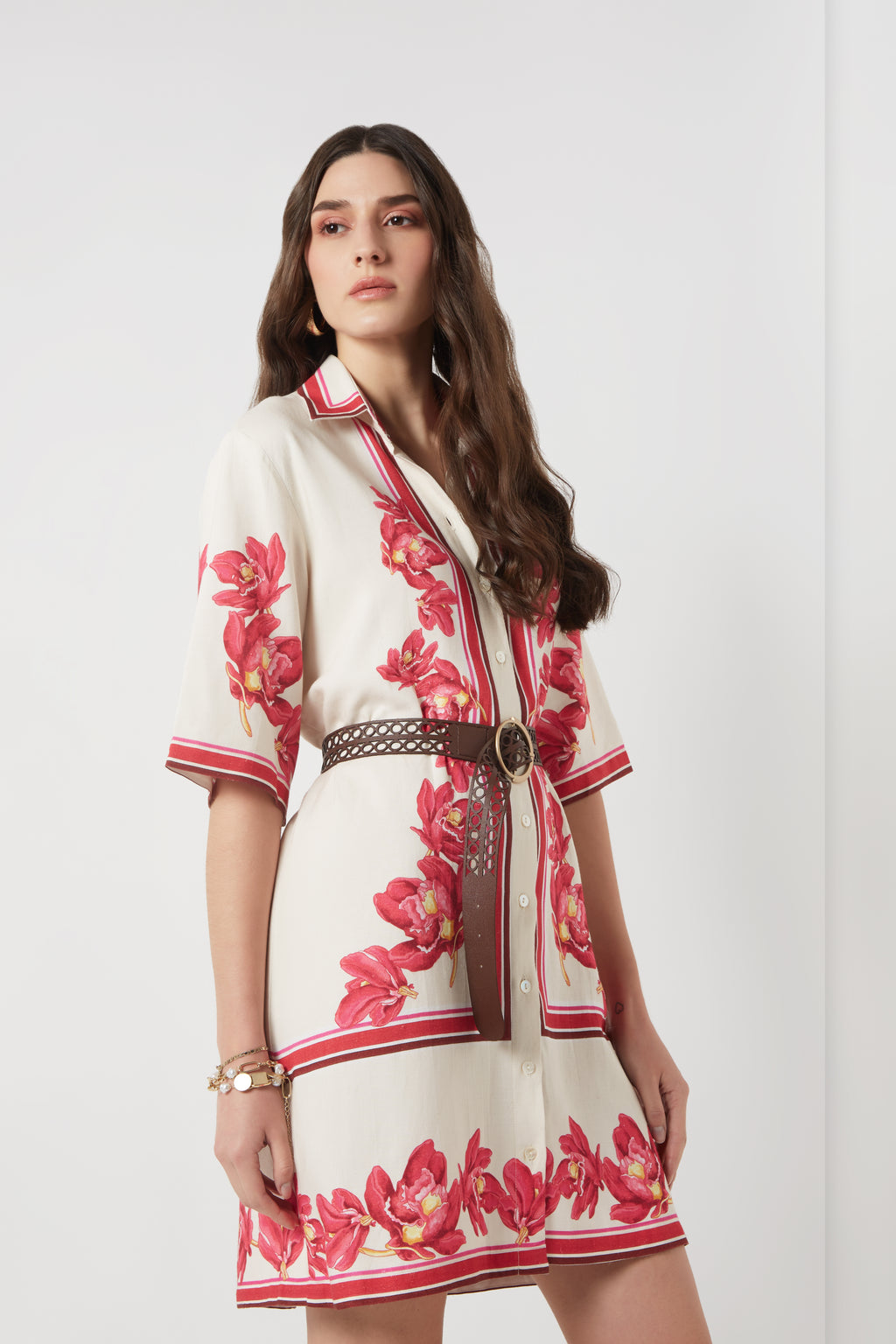 Scarlet Bloom Shirt Dress
