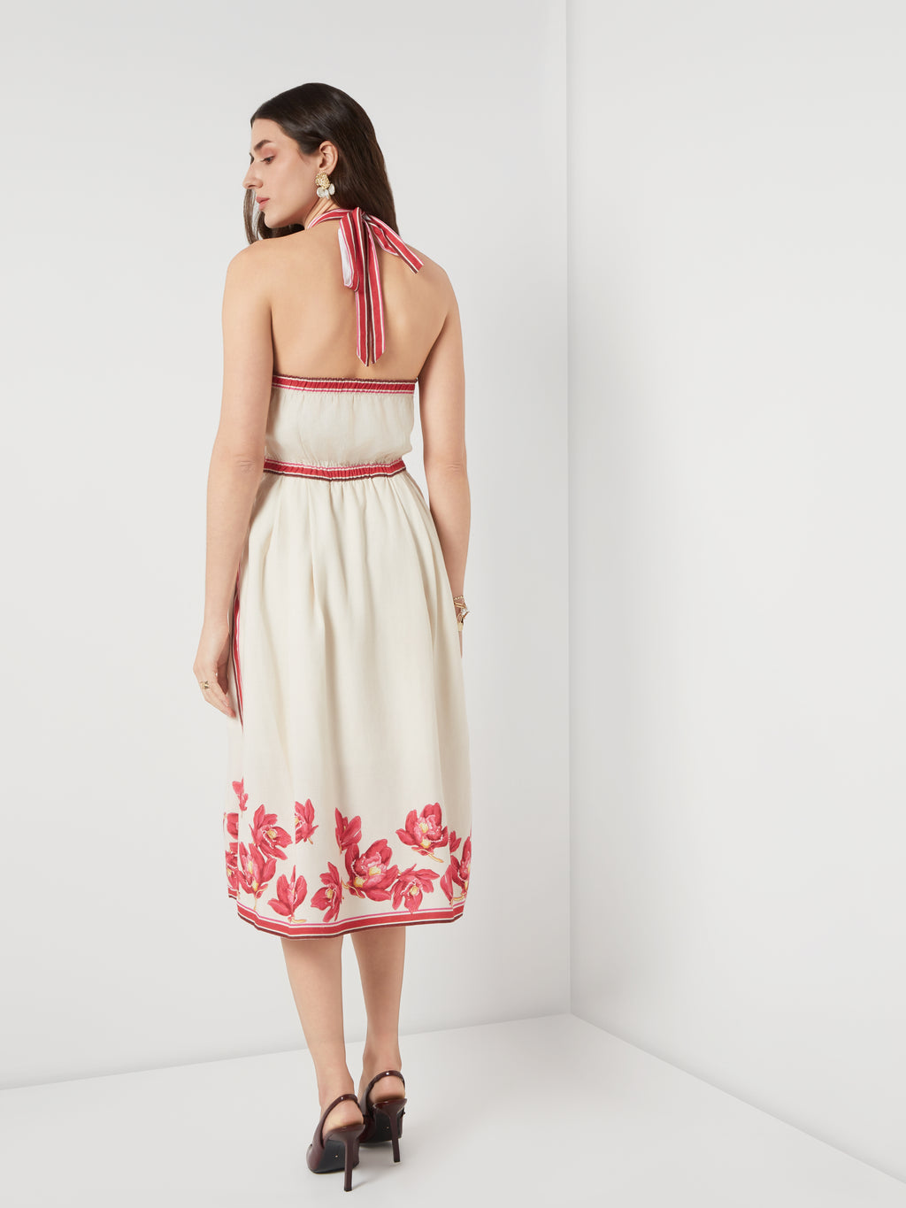 Scarlet Bloom Halter Midi