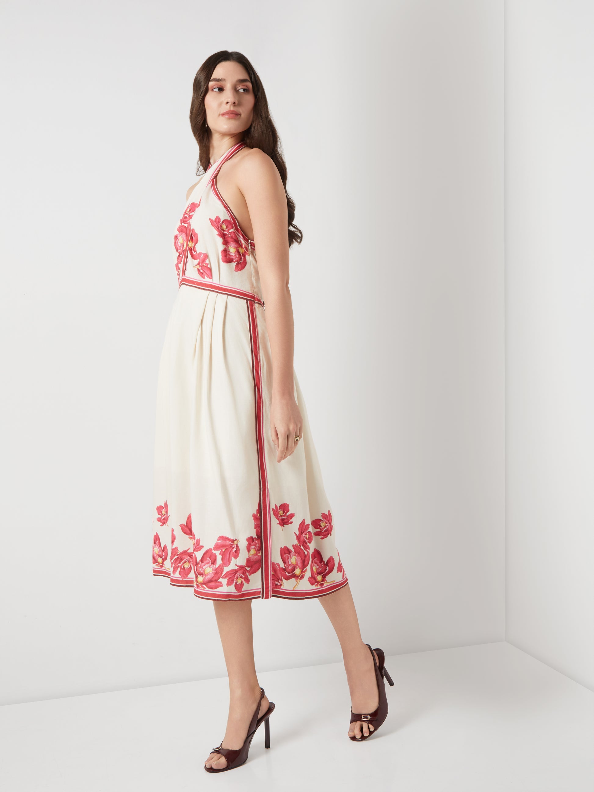 Scarlet Bloom Halter Midi