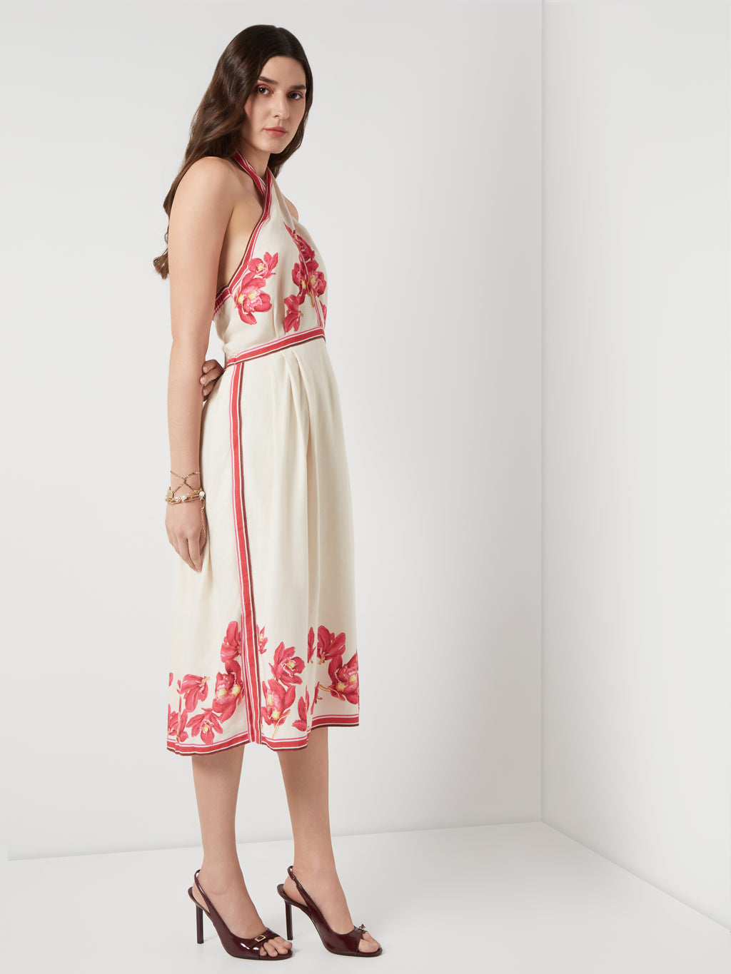 Scarlet Bloom Halter Midi