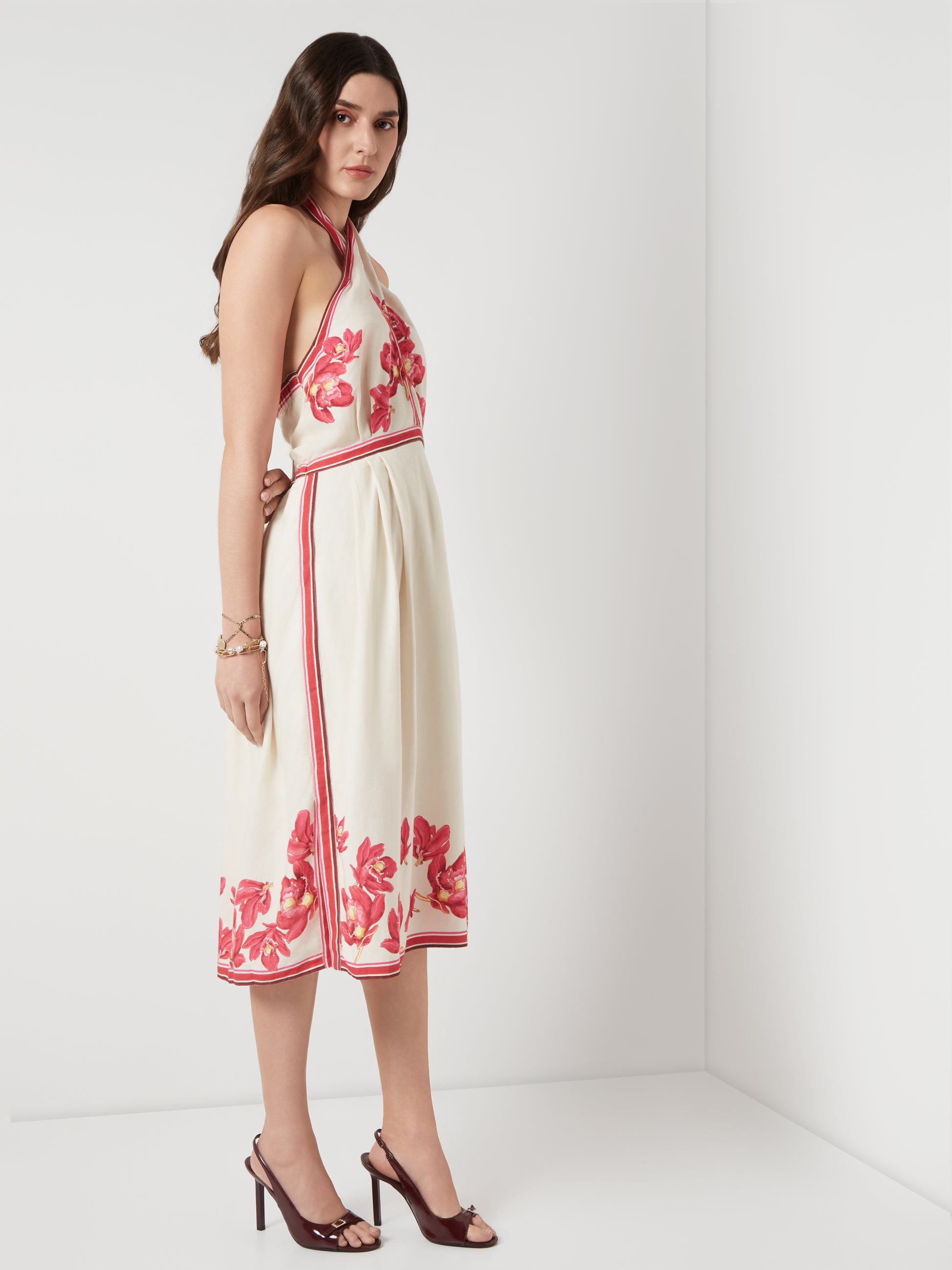 Scarlet Bloom Halter Midi
