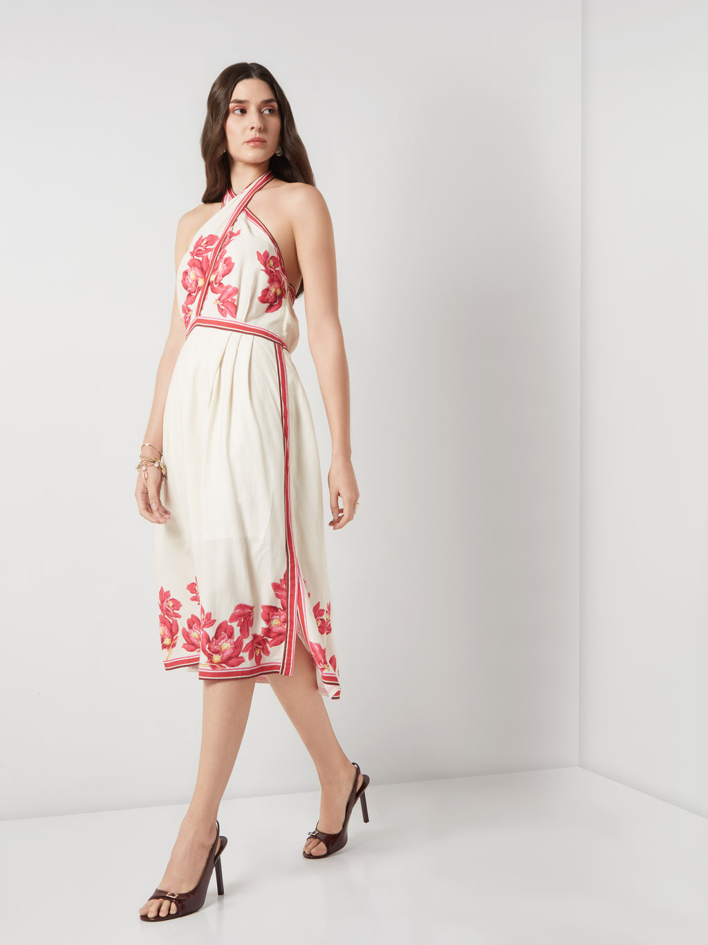 Scarlet Bloom Halter Midi