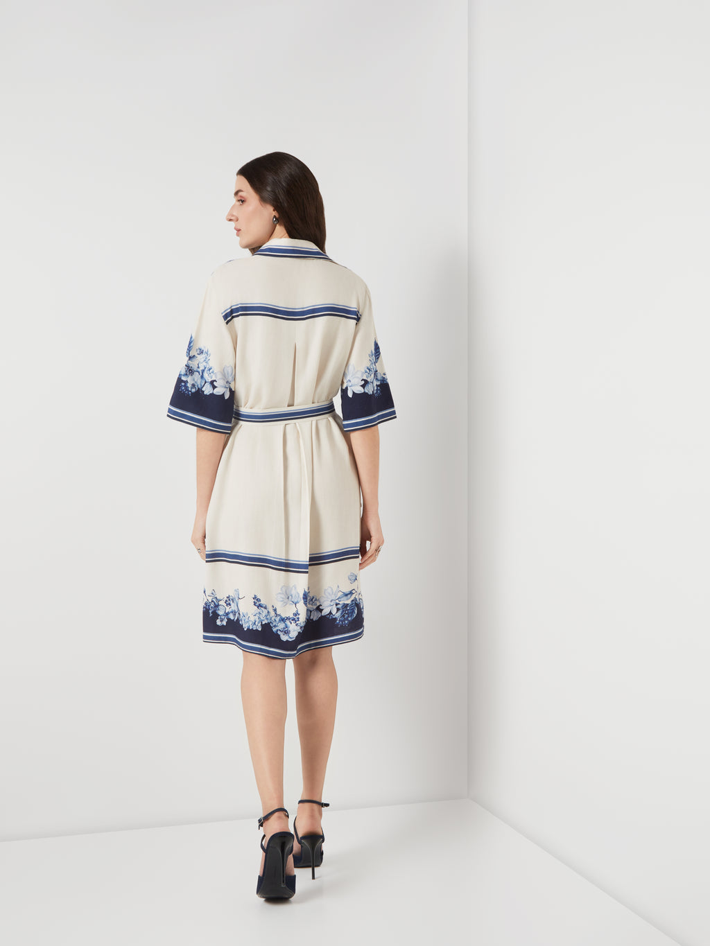 Bleu Creme Block Shirt Dress