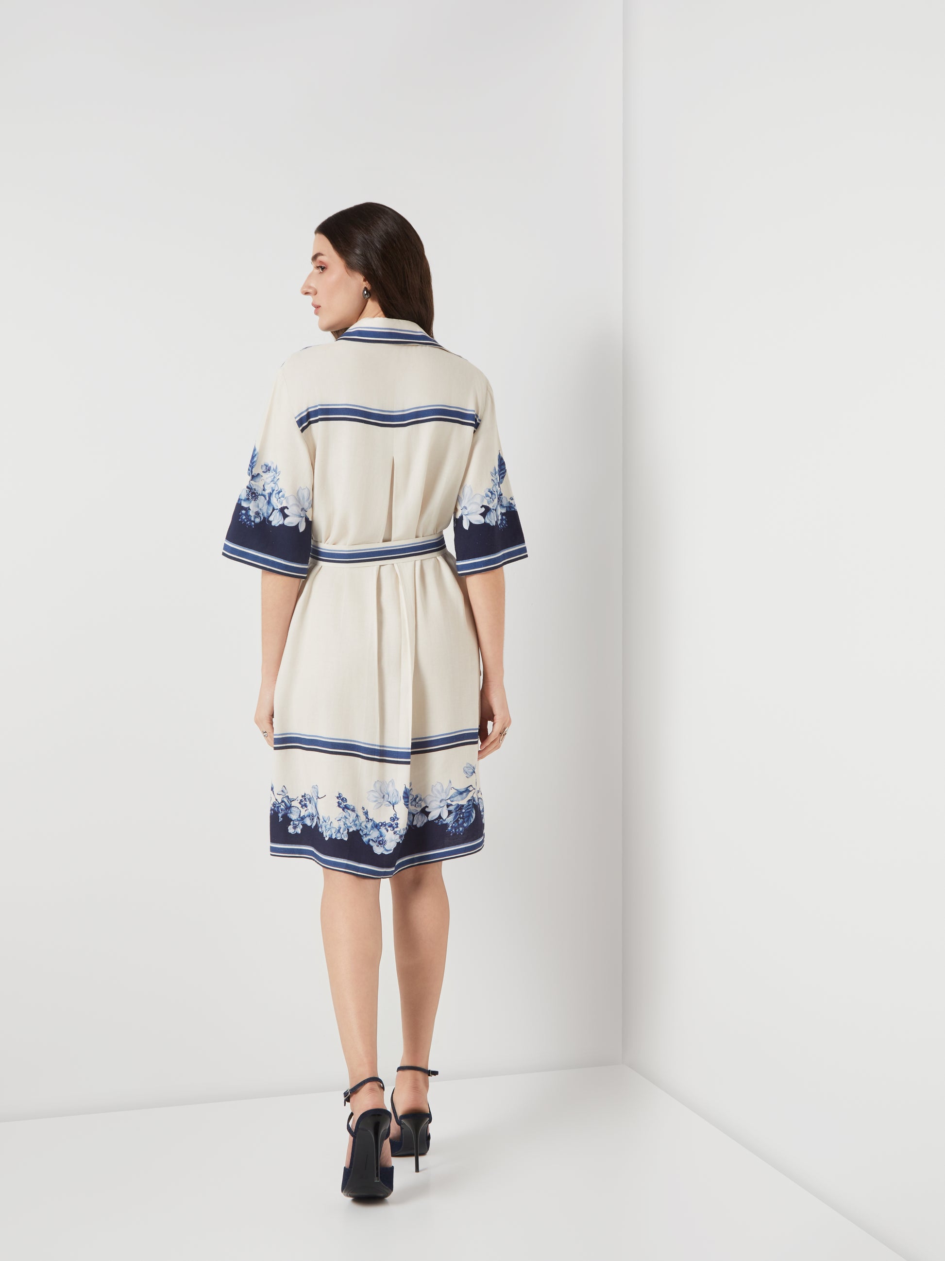 Bleu Creme Block Shirt Dress