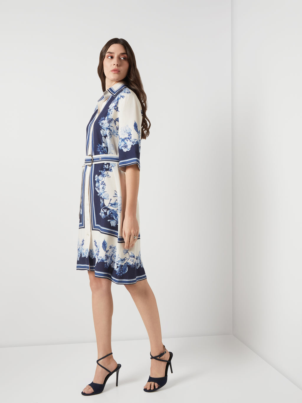 Bleu Creme Block Shirt Dress
