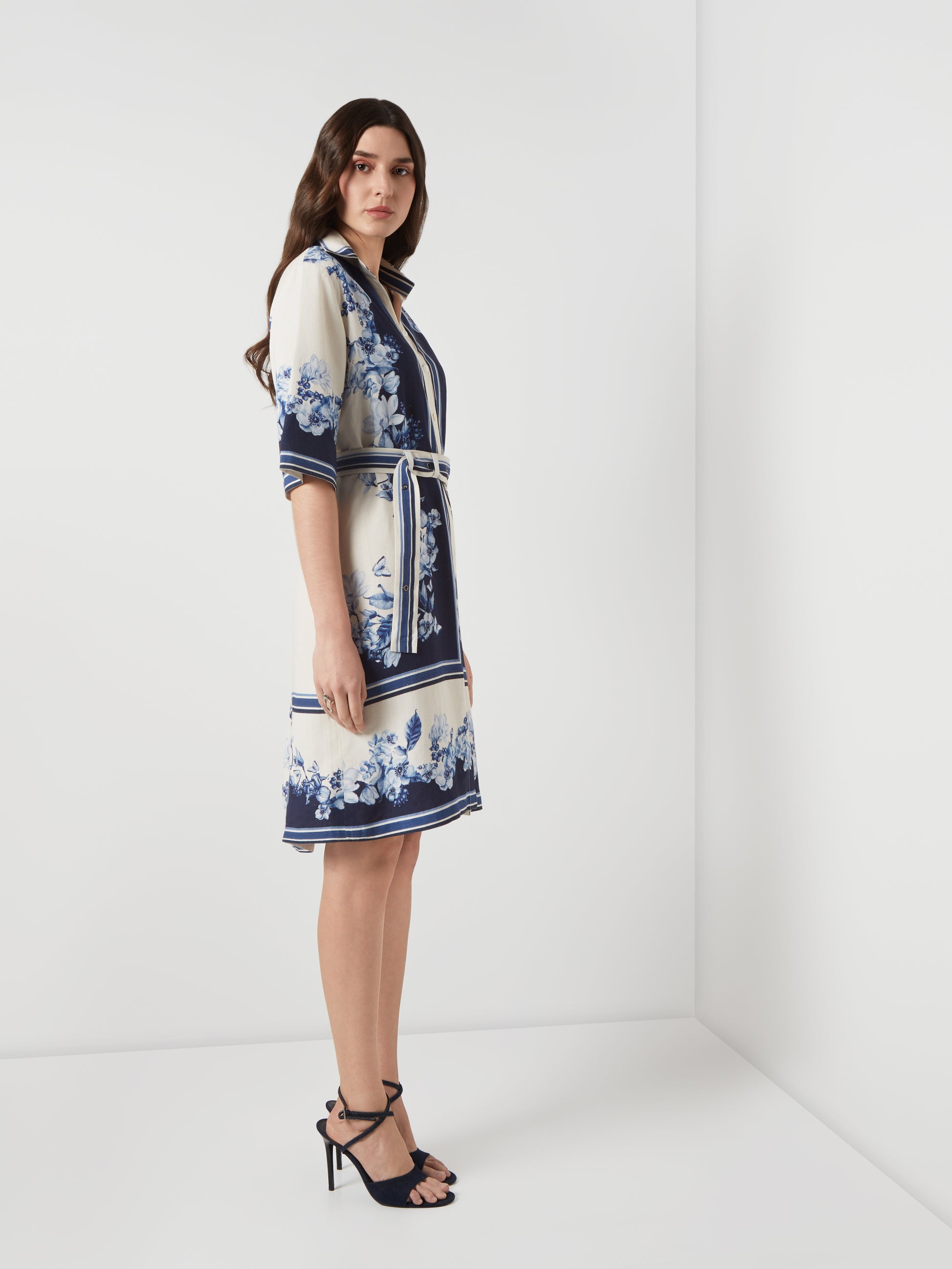 Bleu Creme Block Shirt Dress