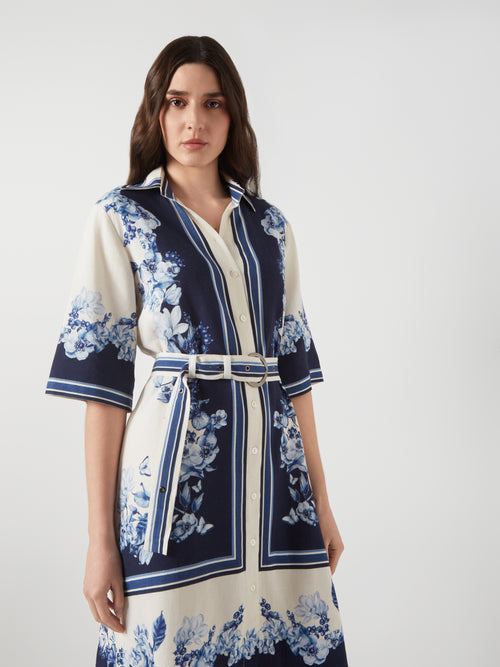 Bleu Creme Block Shirt Dress