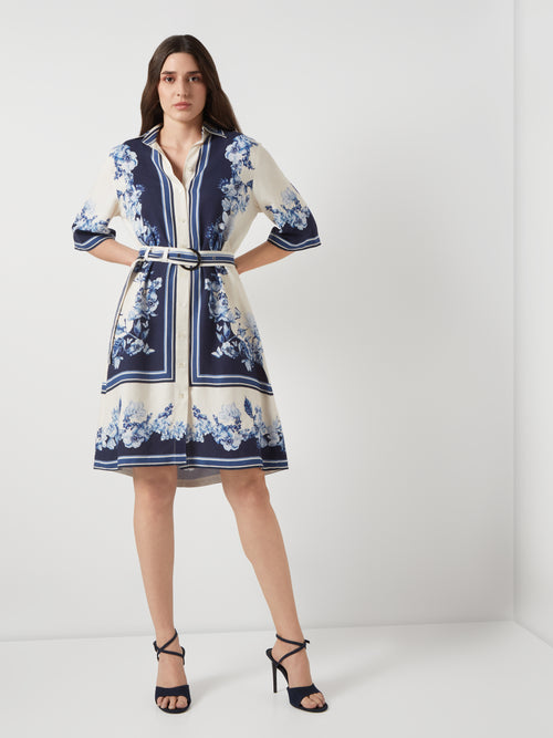 Bleu Creme Block Shirt Dress