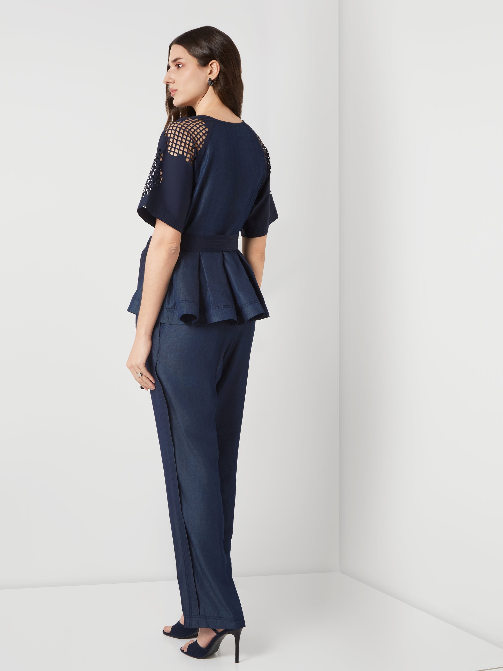 Tencel Denim Pleated Trousers