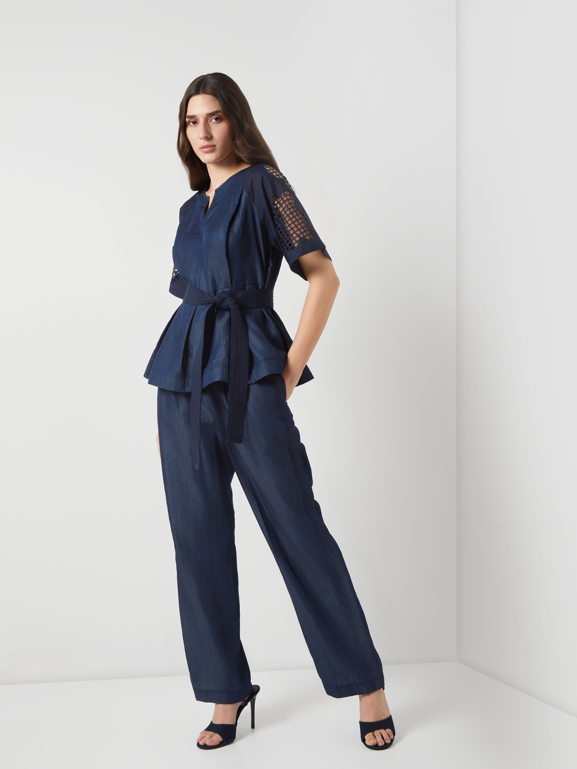 Tencel Denim Peplum Top