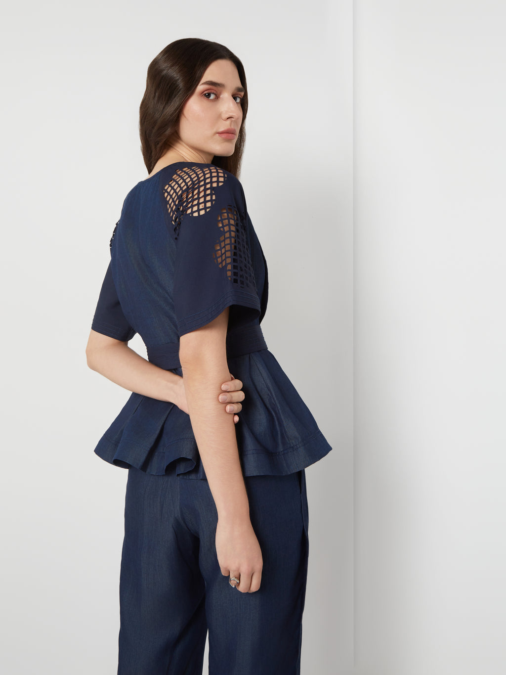 Tencel Denim Peplum Top