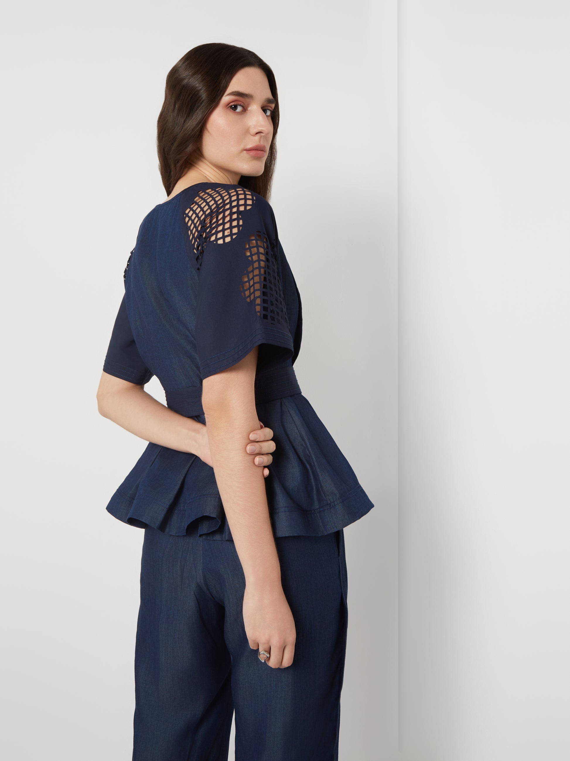 Tencel Denim Peplum Top