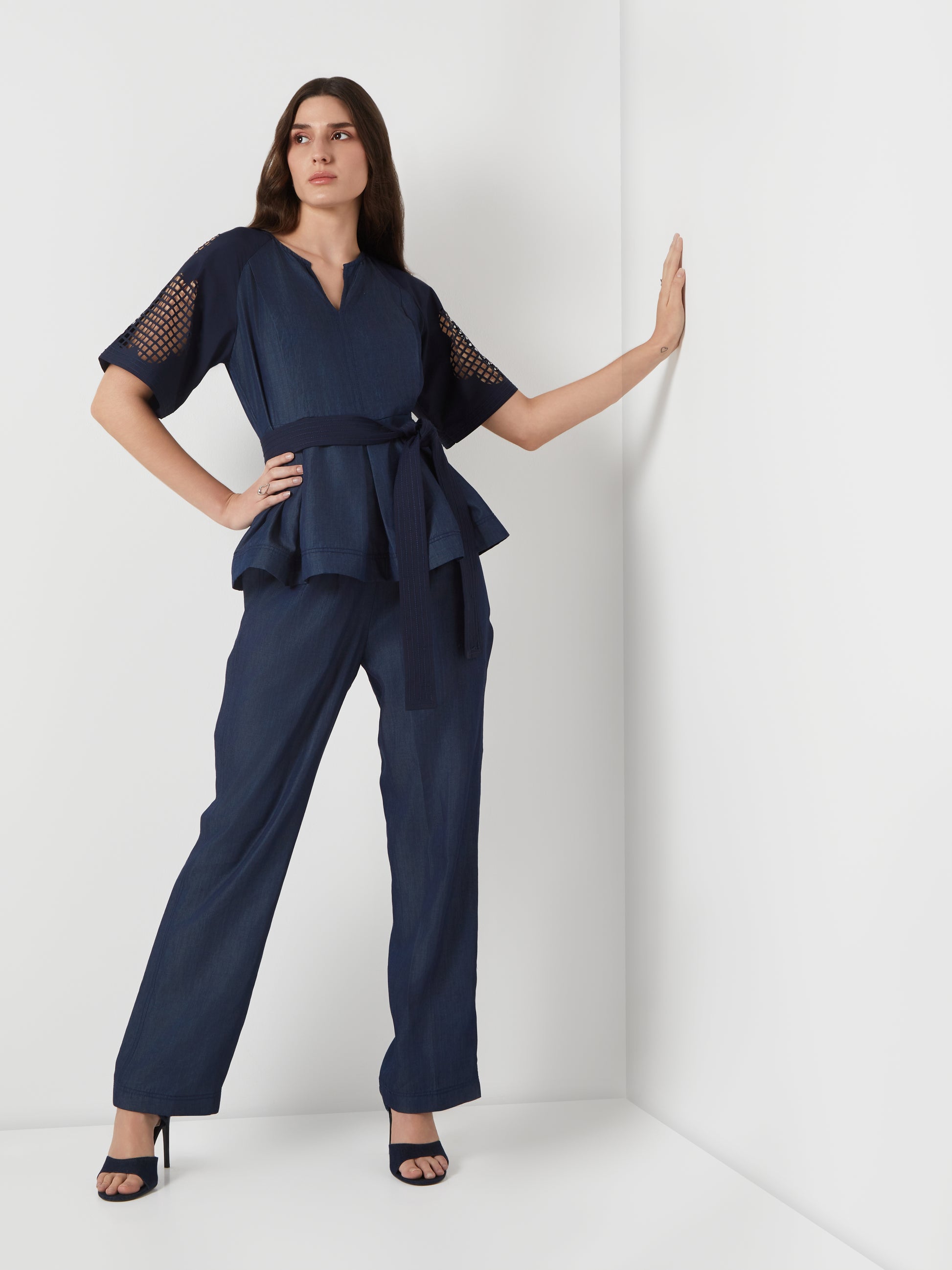 Tencel Denim Peplum Top