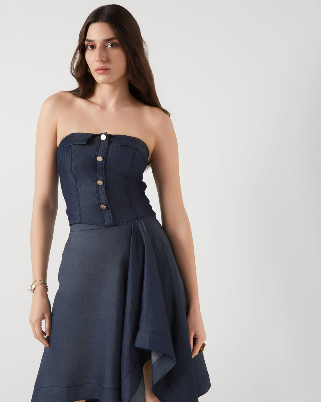 Tencel Denim Panelled Bustier