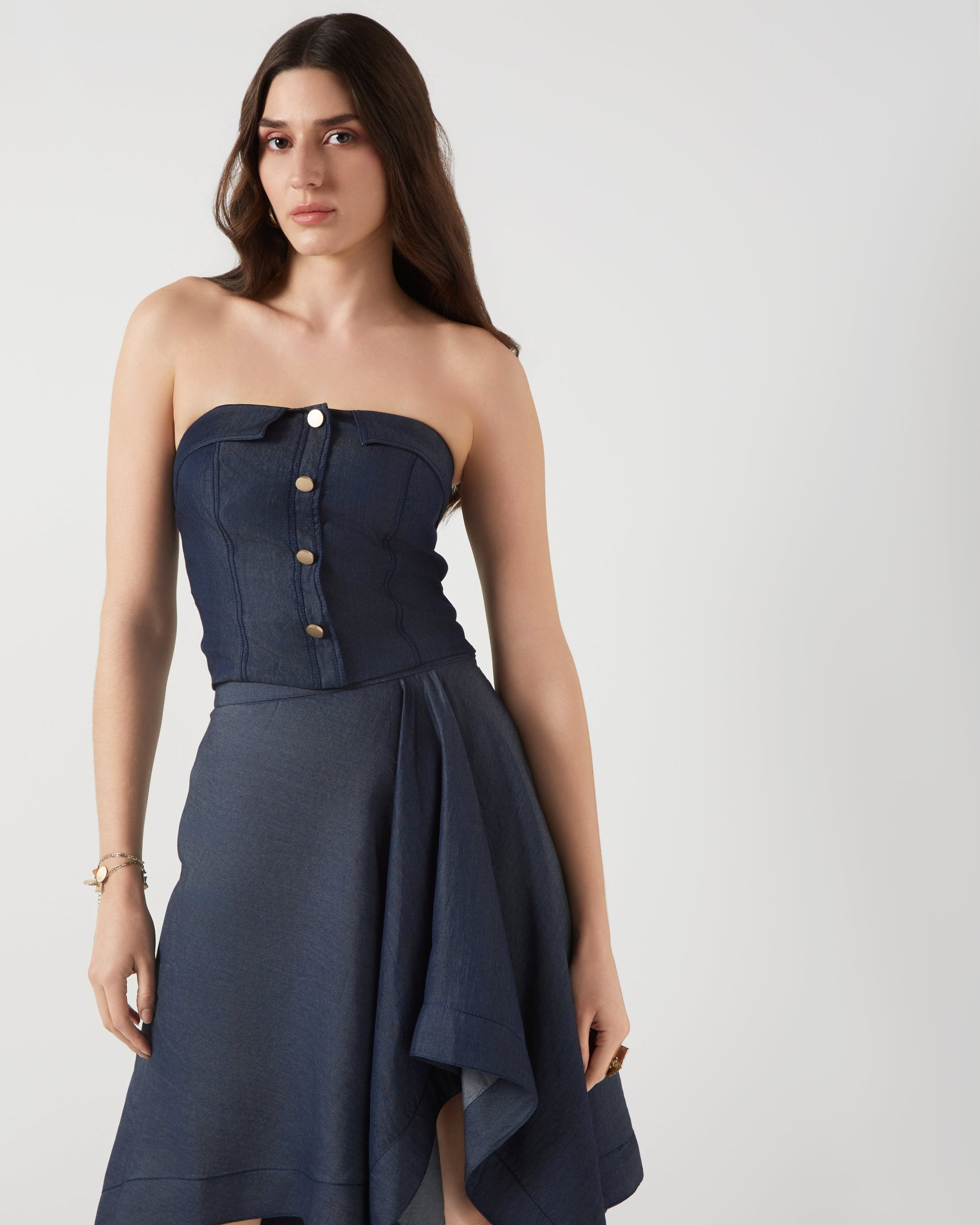 Tencel Denim Panelled Bustier