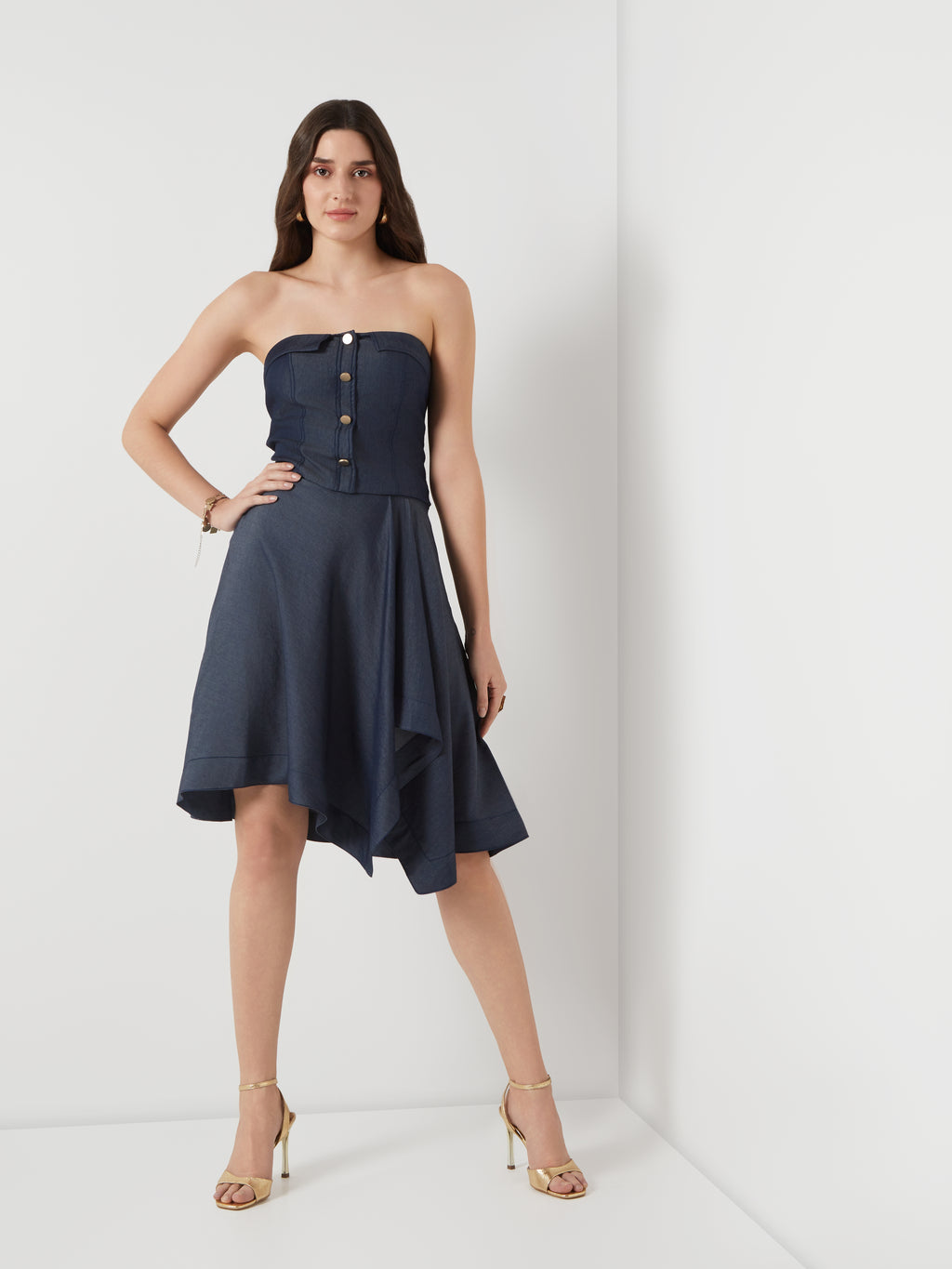 Tencel Denim Panelled Bustier