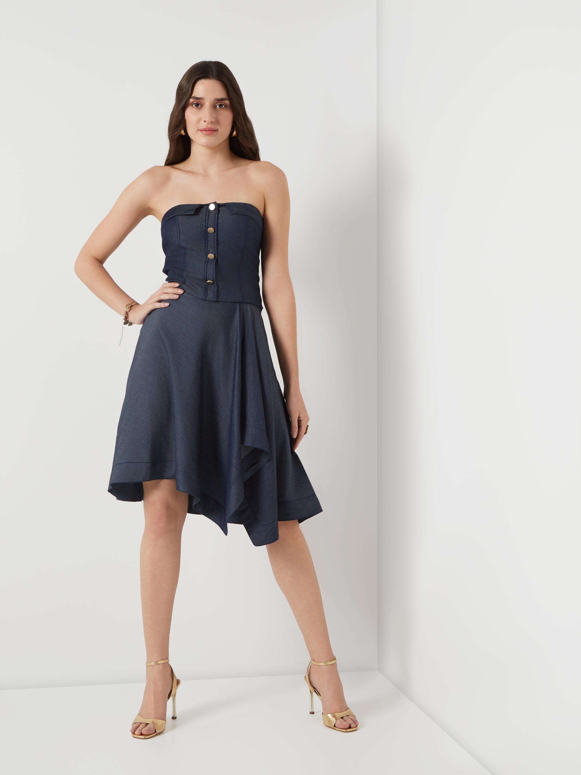 Tencel Denim Panelled Bustier