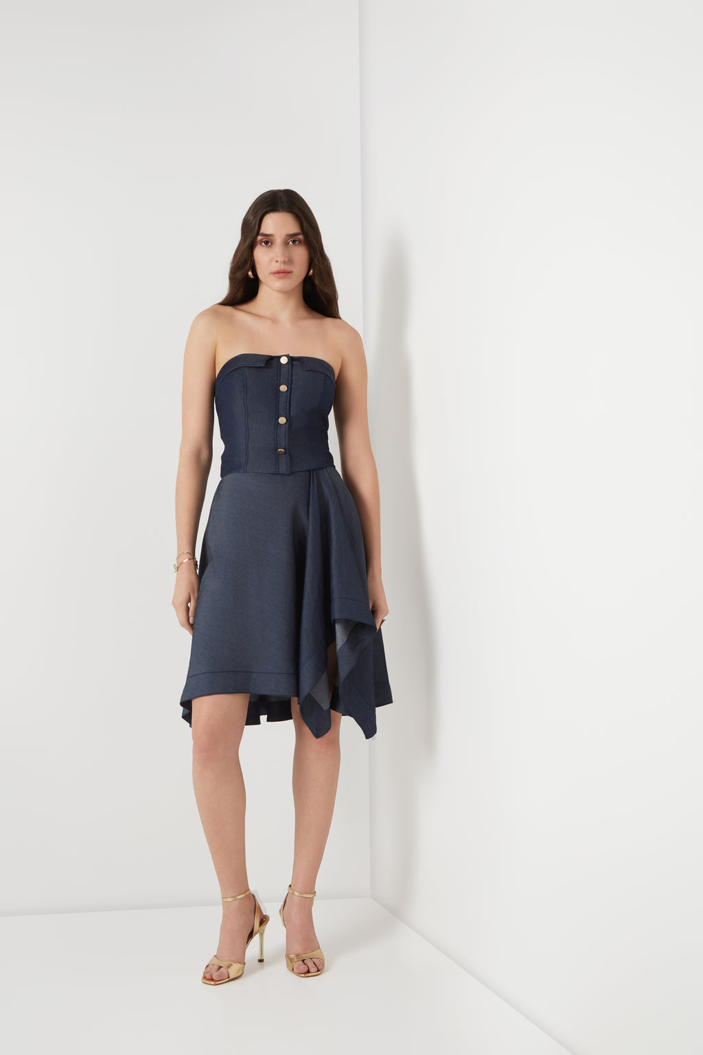 Tencel Denim Panelled Bustier