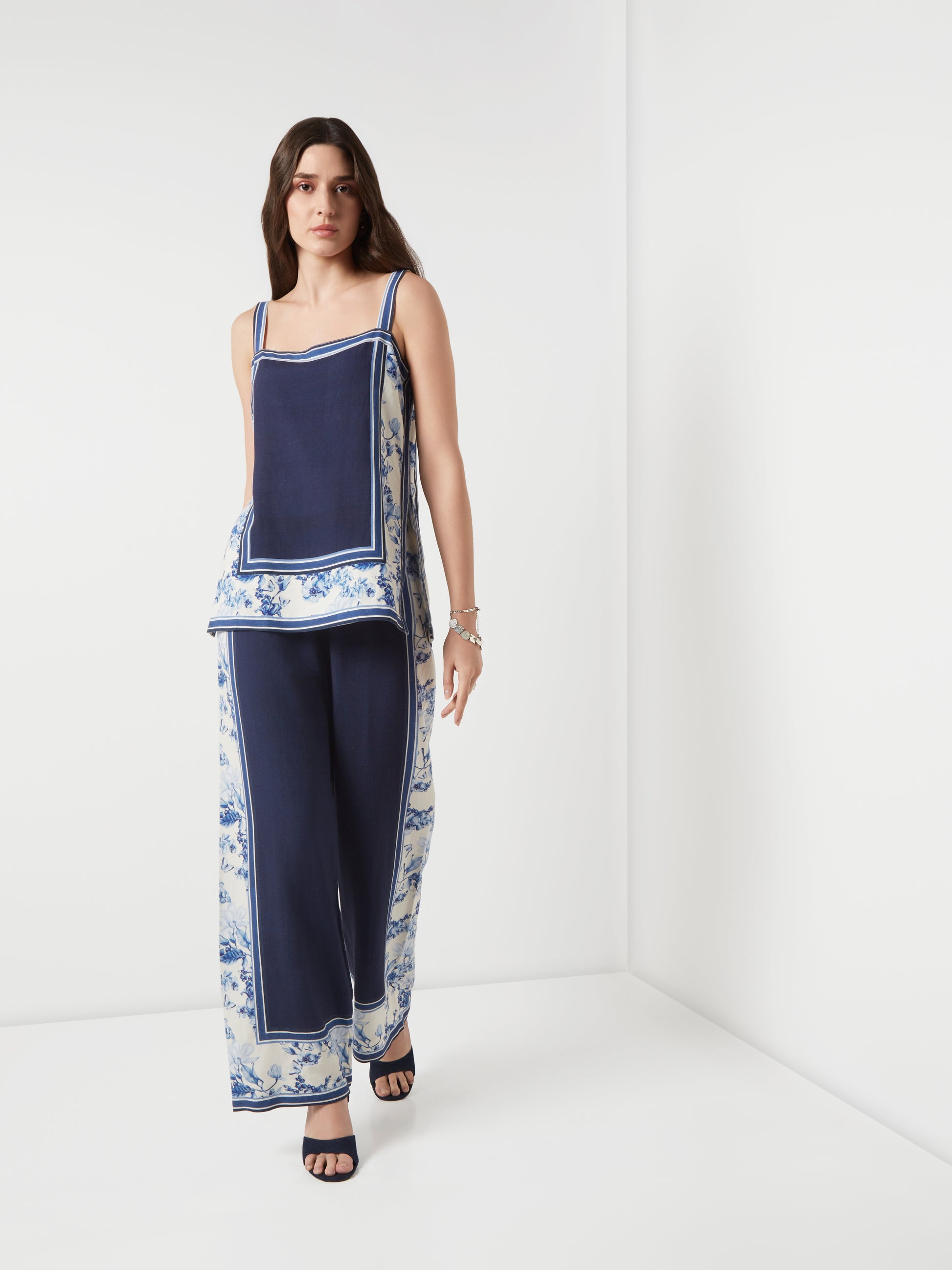 Bleu Creme Blocked Co-ord Set