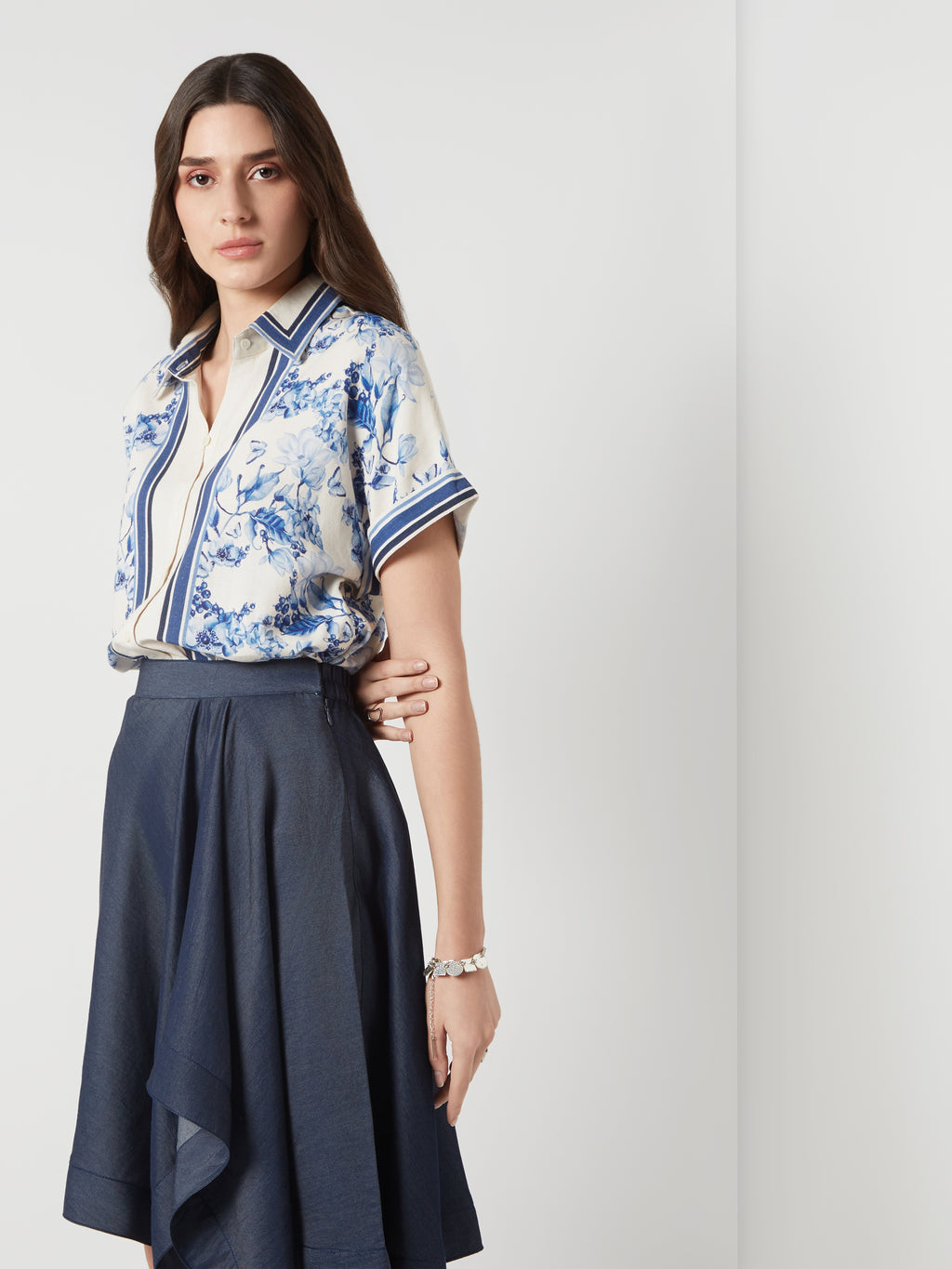 Bleu Creme Drop Shoulder Shirt