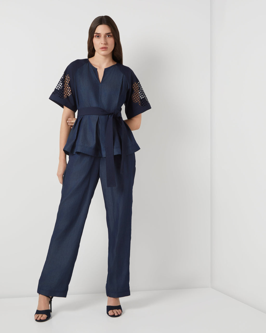 Tencel Denim Peplum Top