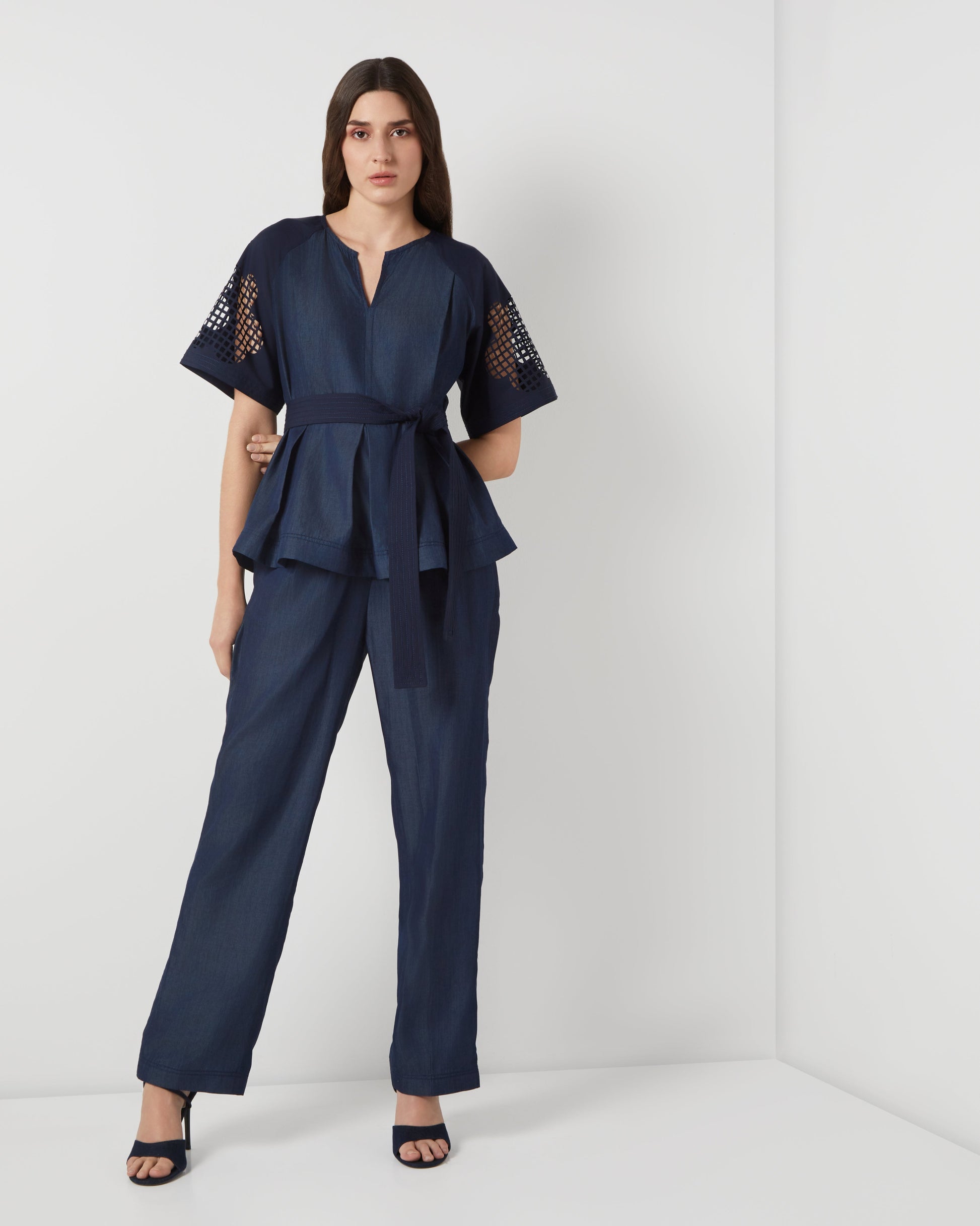 Tencel Denim Peplum Top