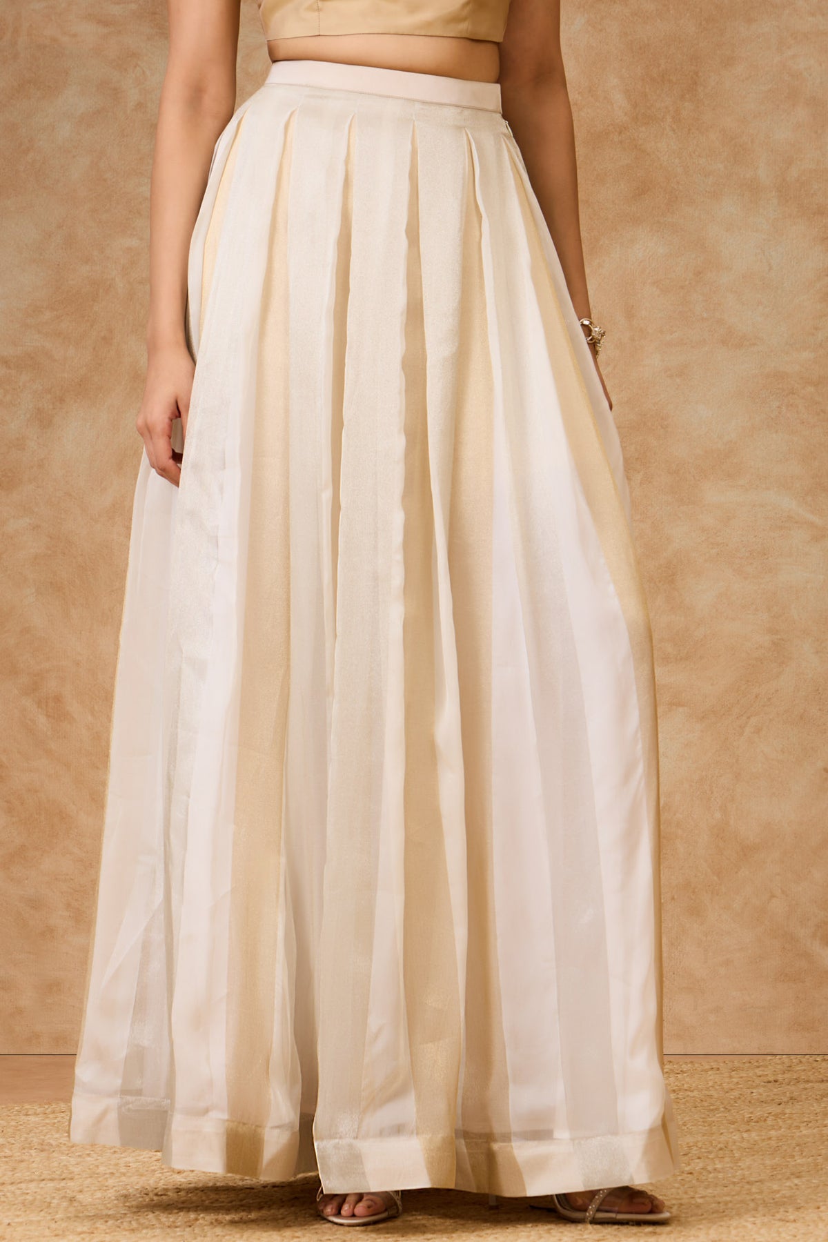 Ivory Gold Pleated Skirt