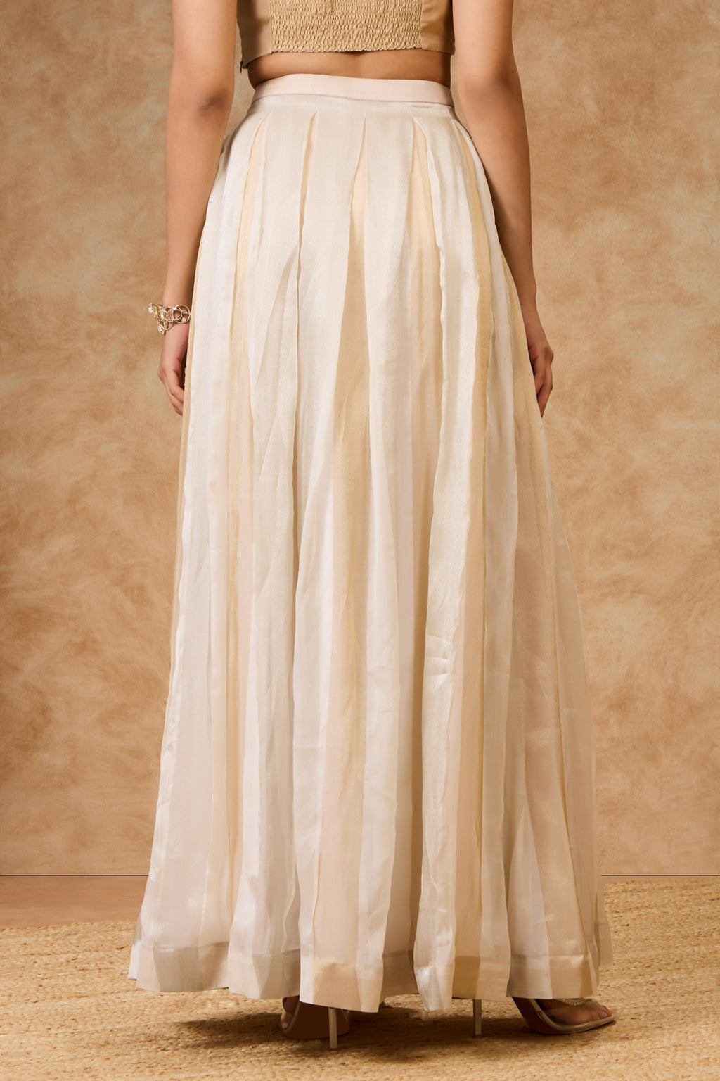 Ivory Gold Pleated Skirt