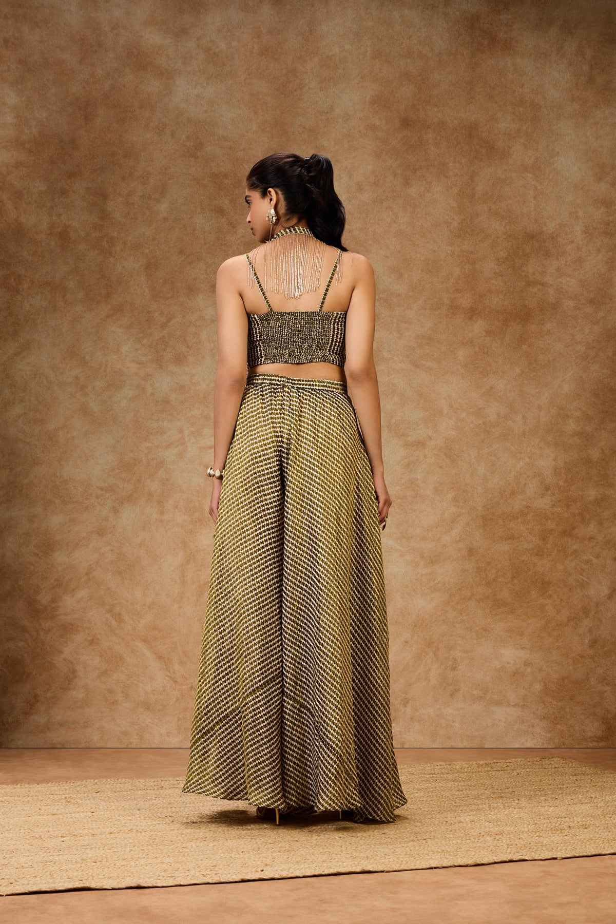 Moss Grid Palazzo Pants