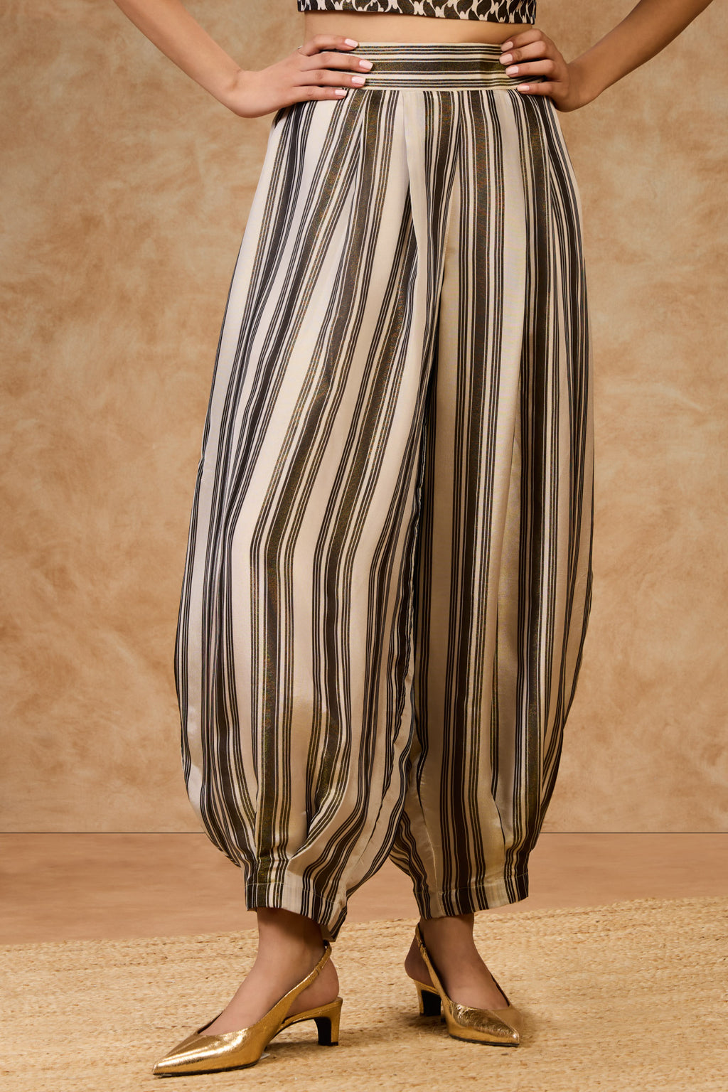 Olive Striped Barrel Pants