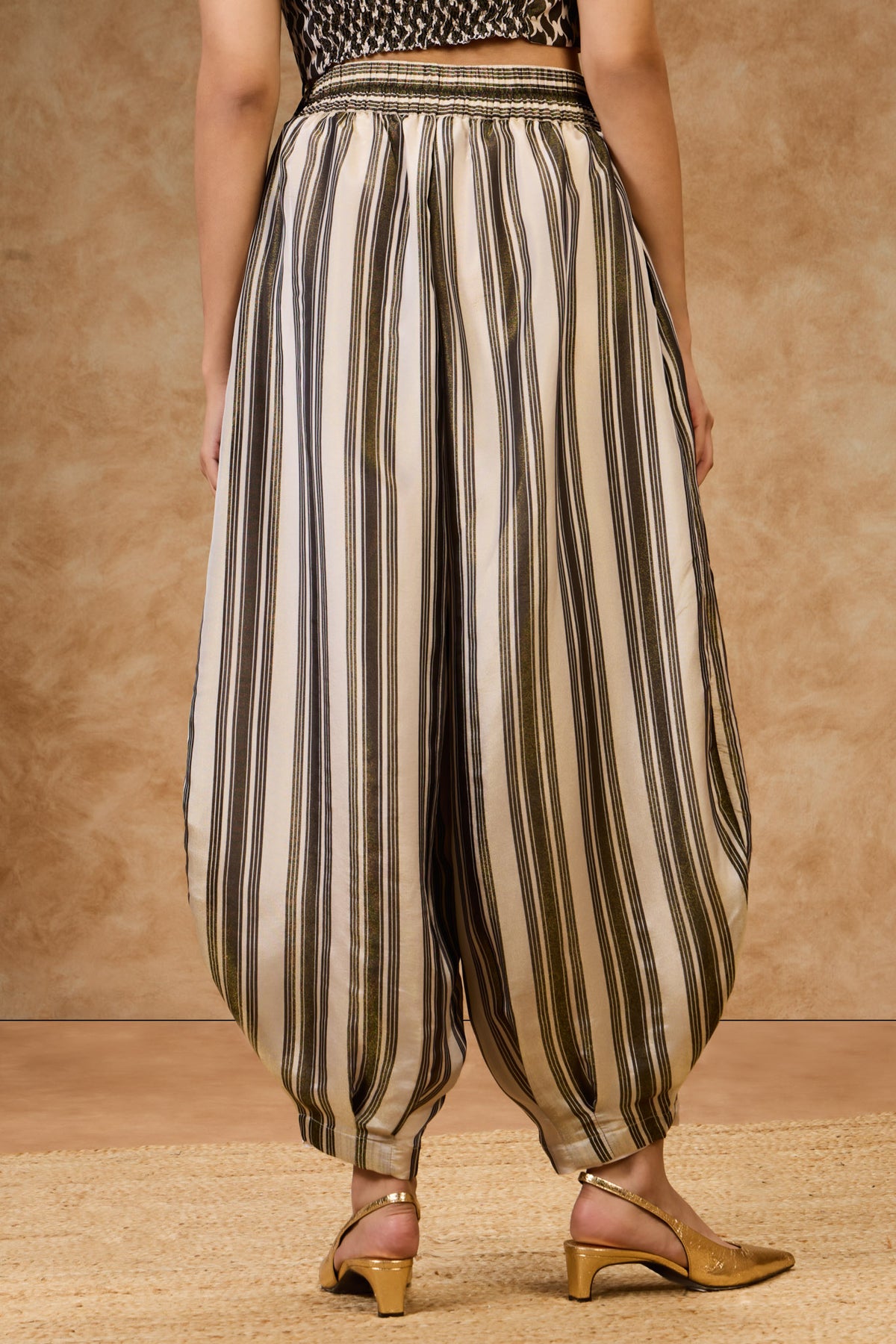 Olive Striped Barrel Pants