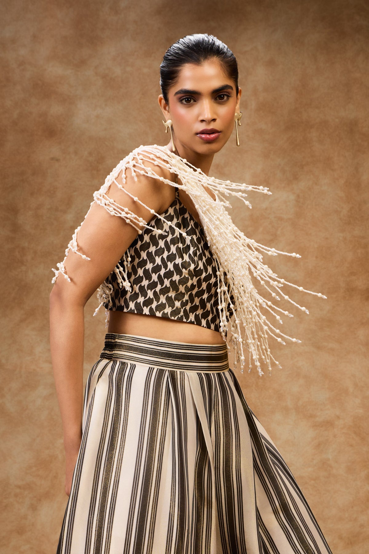 Pearl Cape & Olive Mosaic Bustier