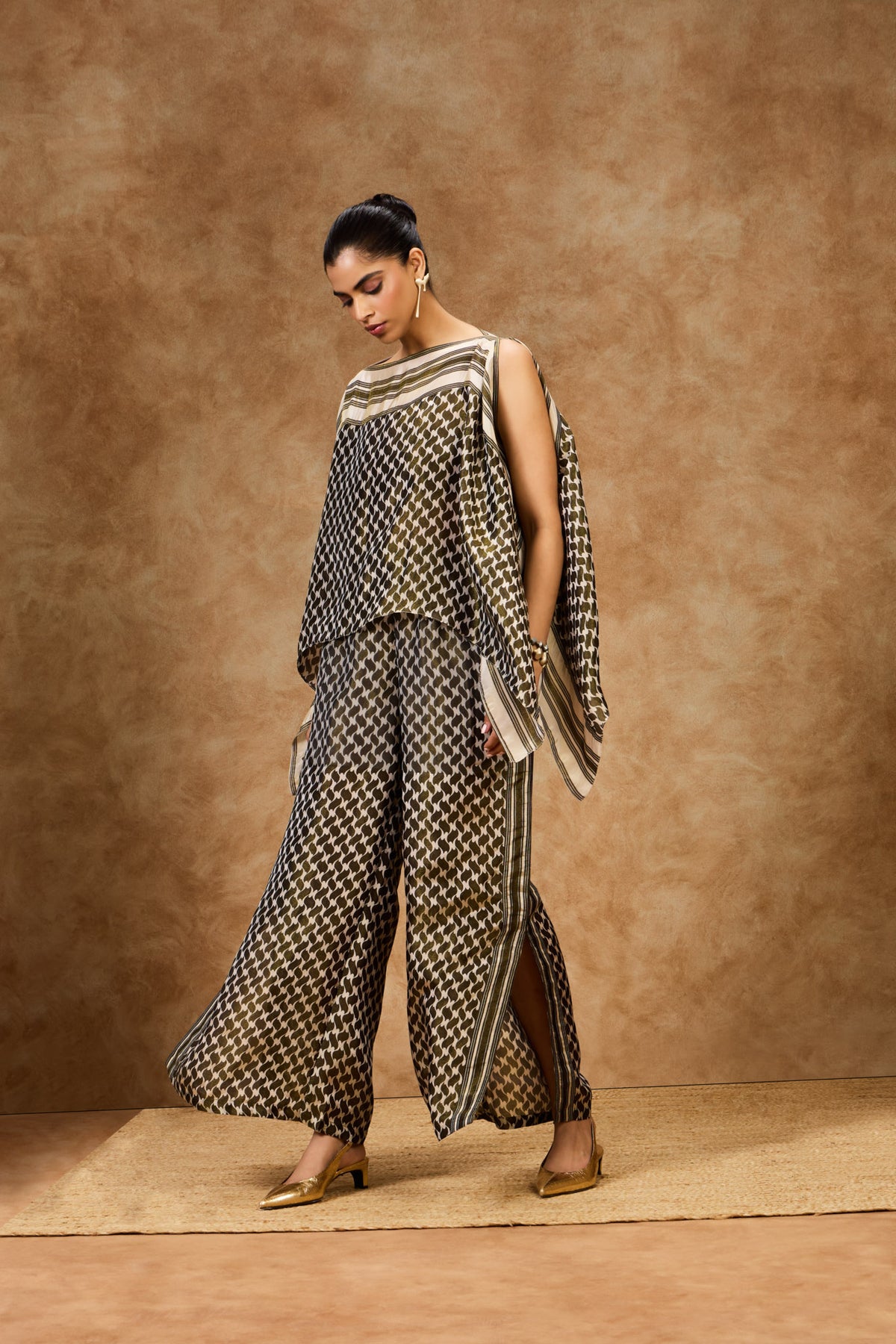 Olive Mosaic Kaftan Top