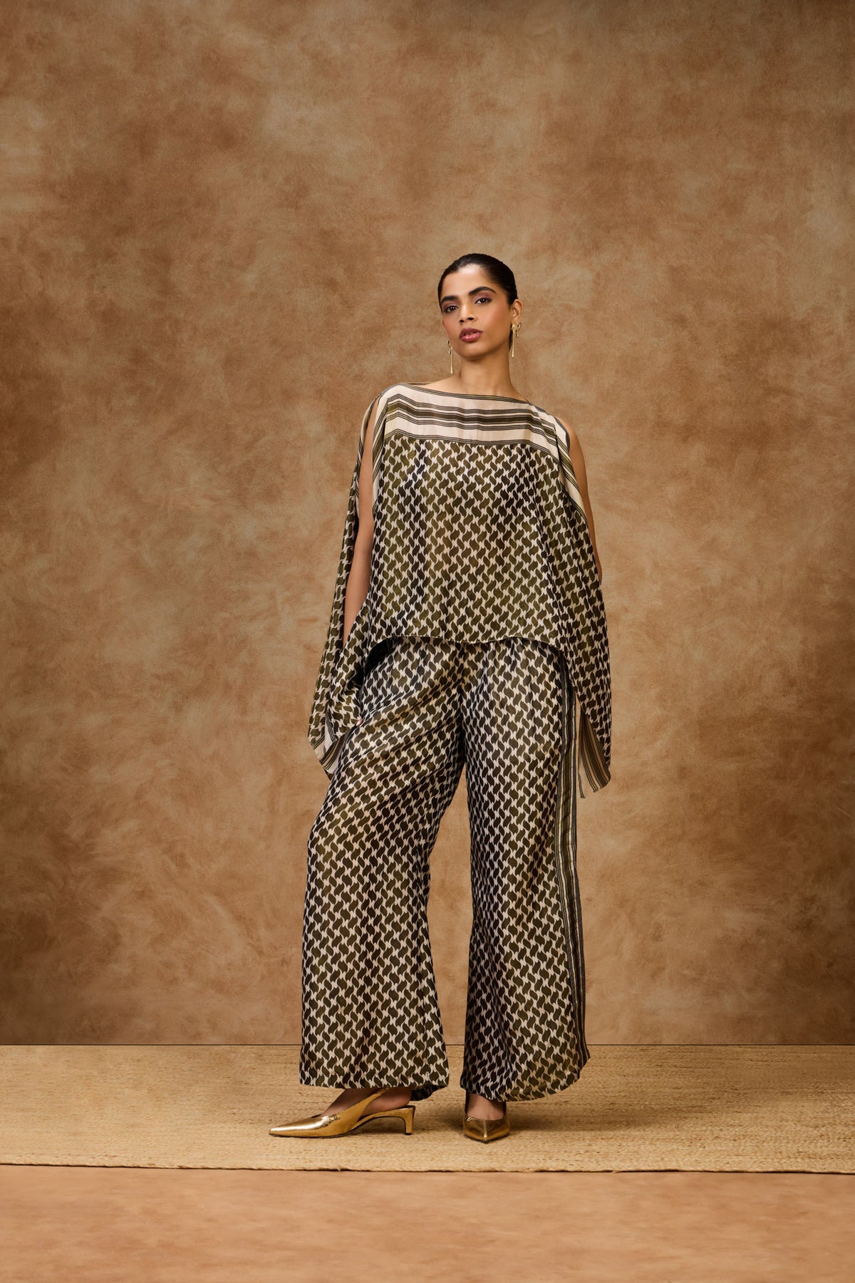 Olive Mosaic Kaftan Top