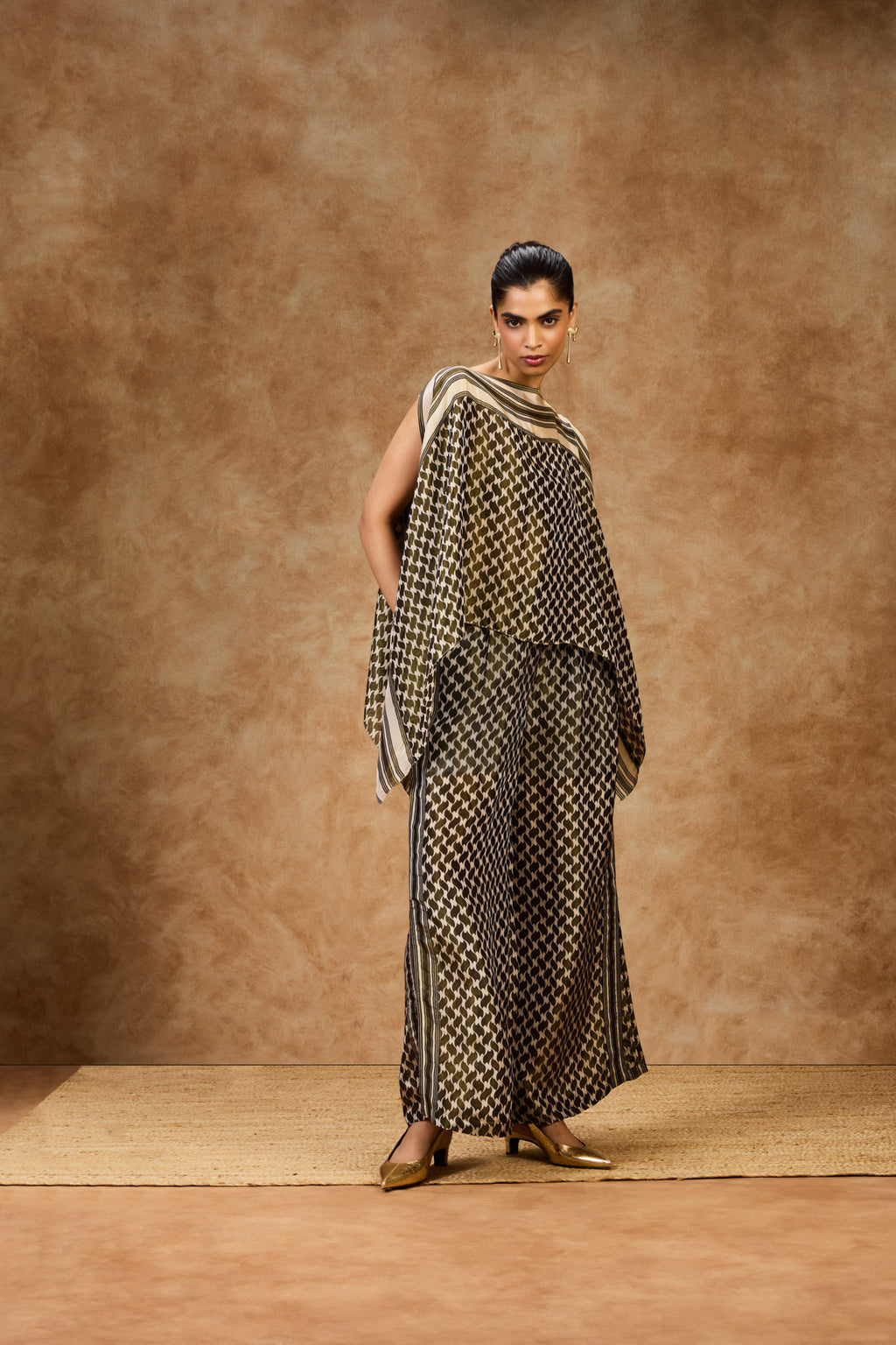Olive Mosaic Kaftan Top