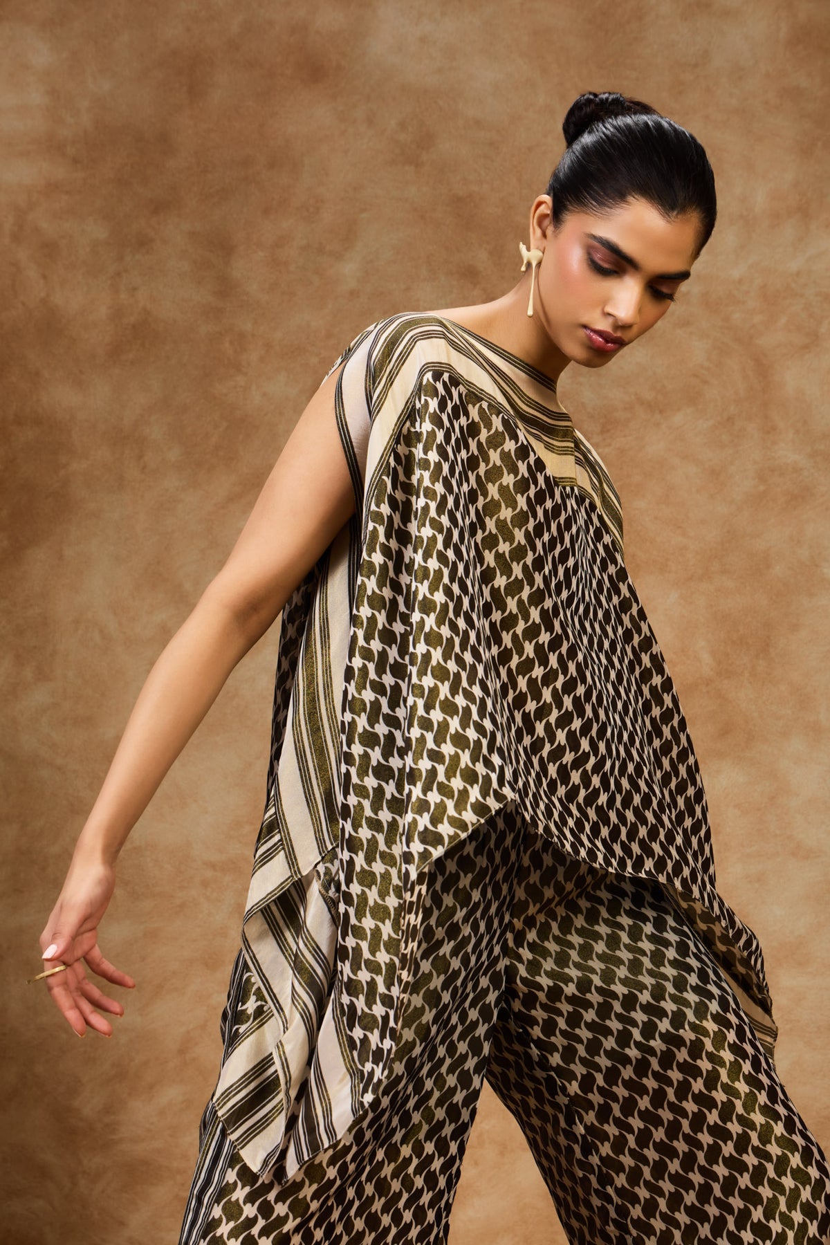 Olive Mosaic Kaftan Top