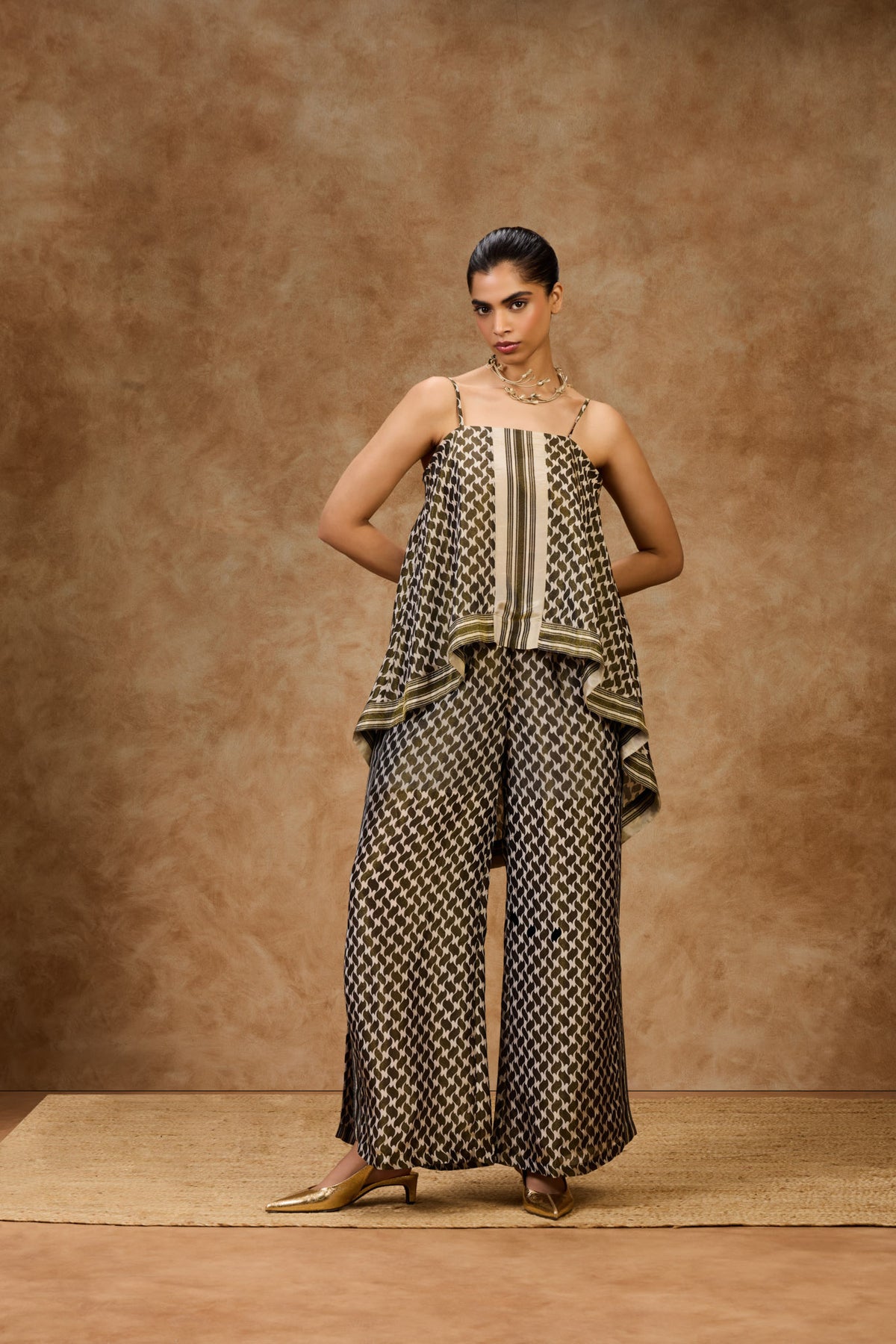 Olive Mosaic Strappy Top
