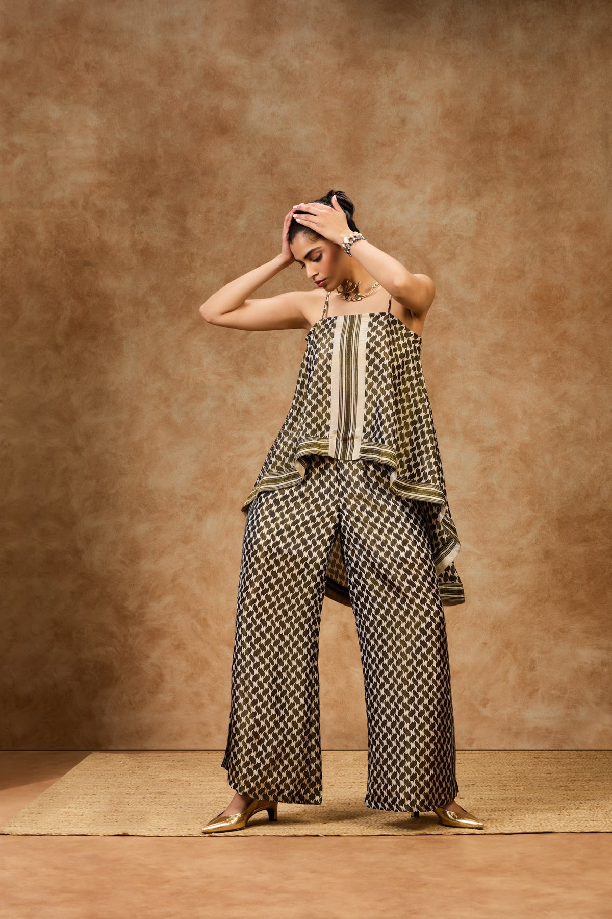 Olive Mosaic Strappy Top