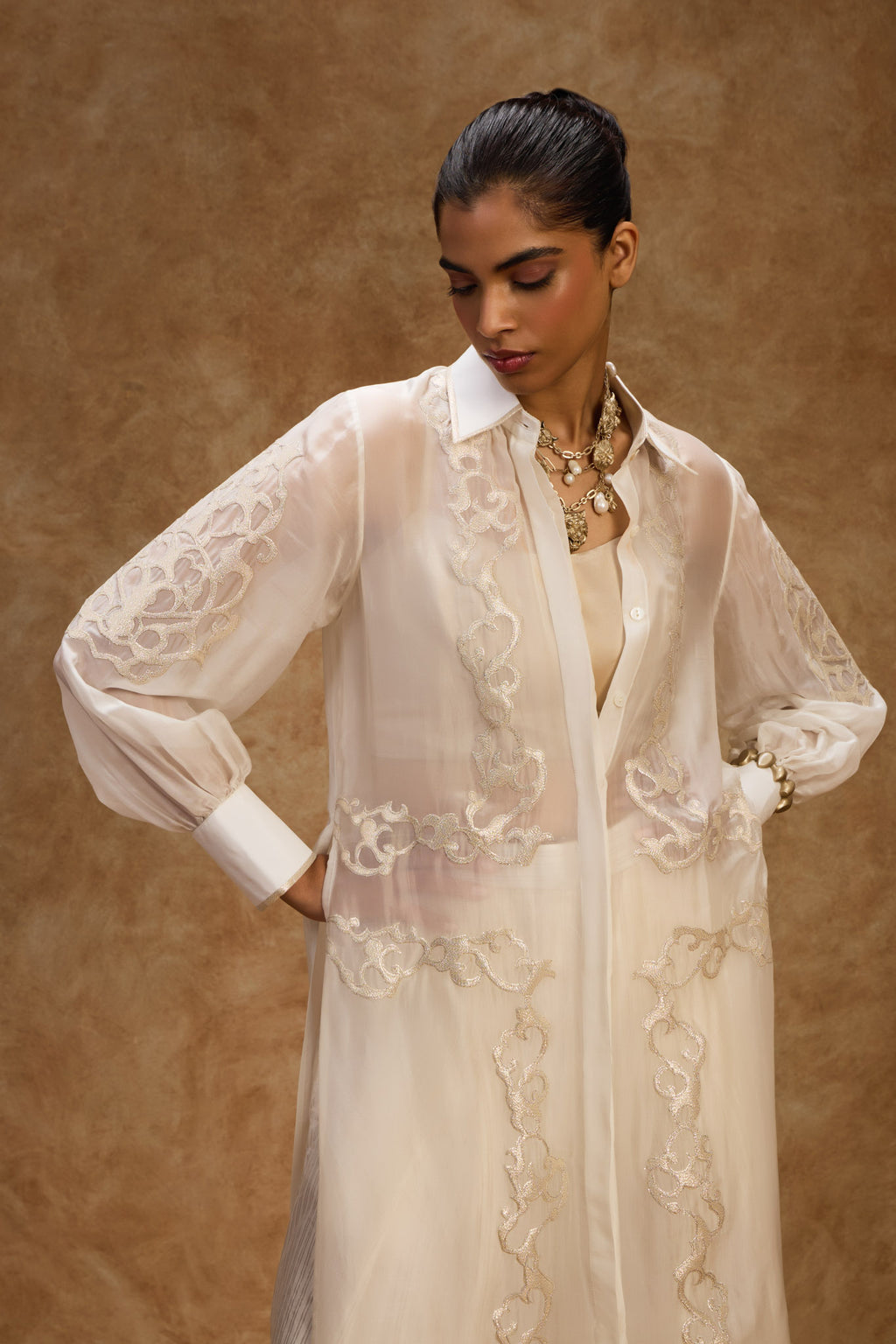 Pearl Artcut Shirt Dress