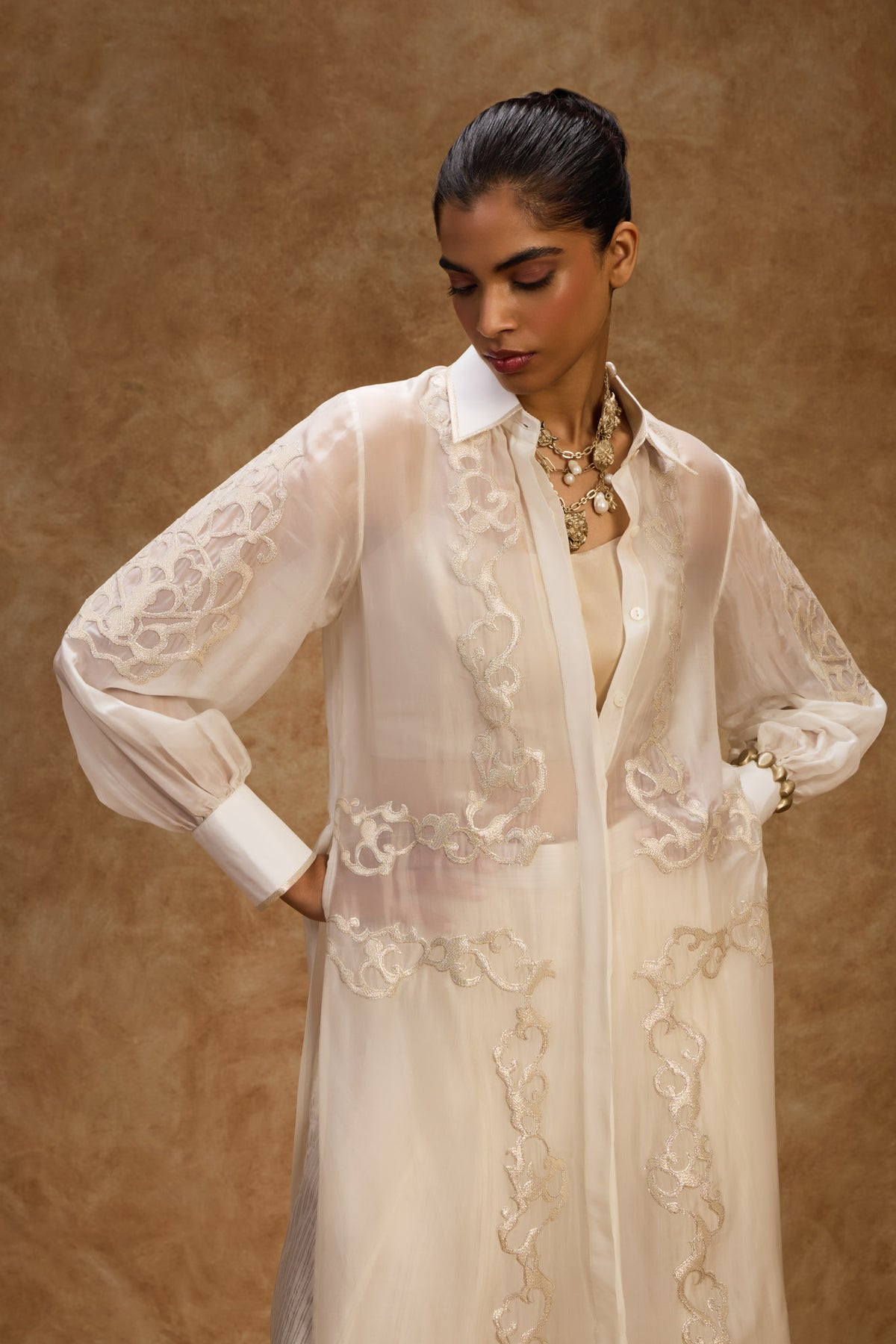 Pearl Artcut Shirt Dress