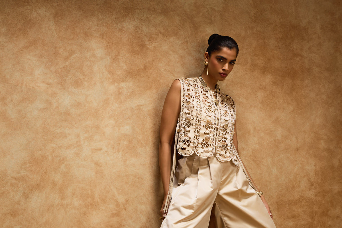 Rose Gold Artcut Jacket & Barrel Pants Set