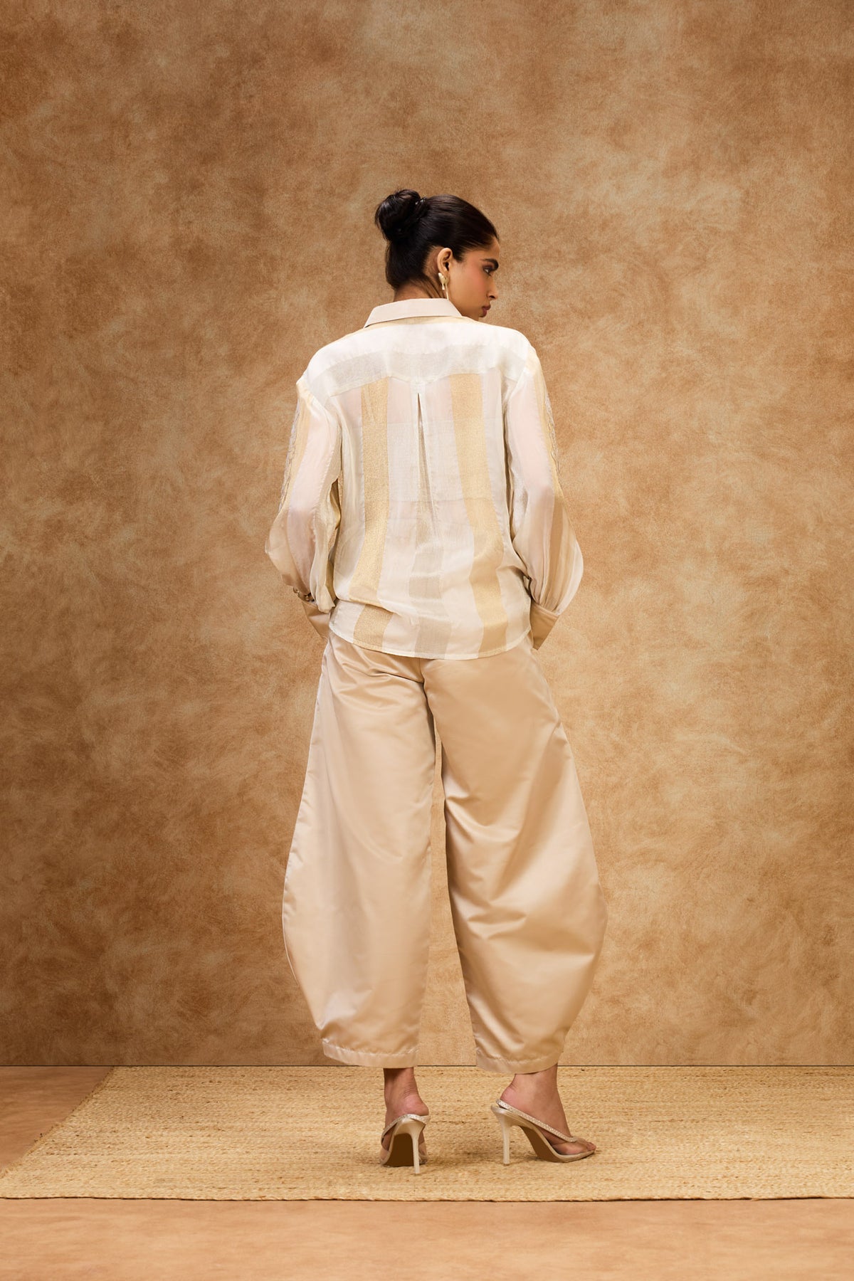 Ivory Gold Striped Shirt