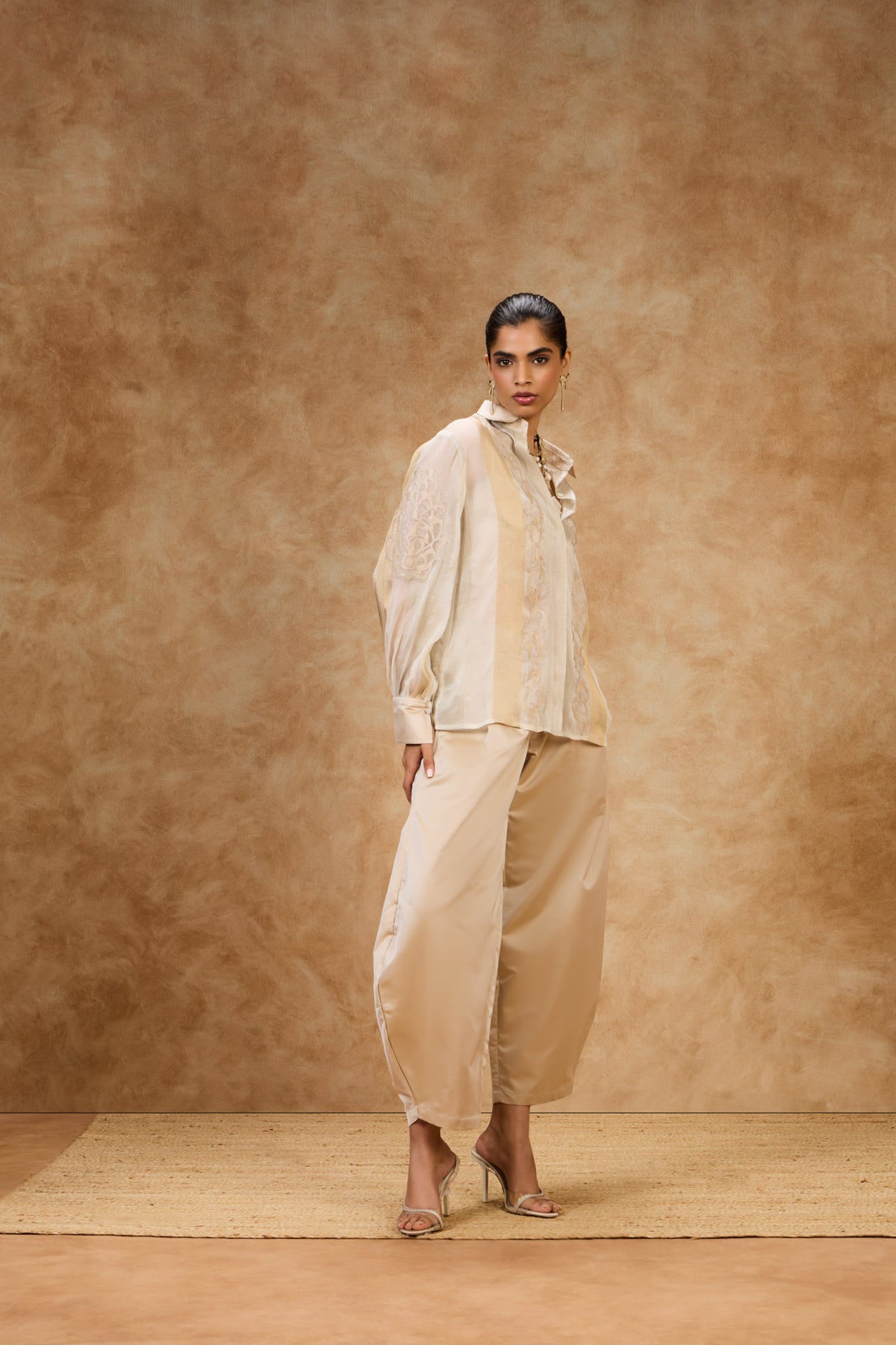 Ivory Gold Striped Shirt
