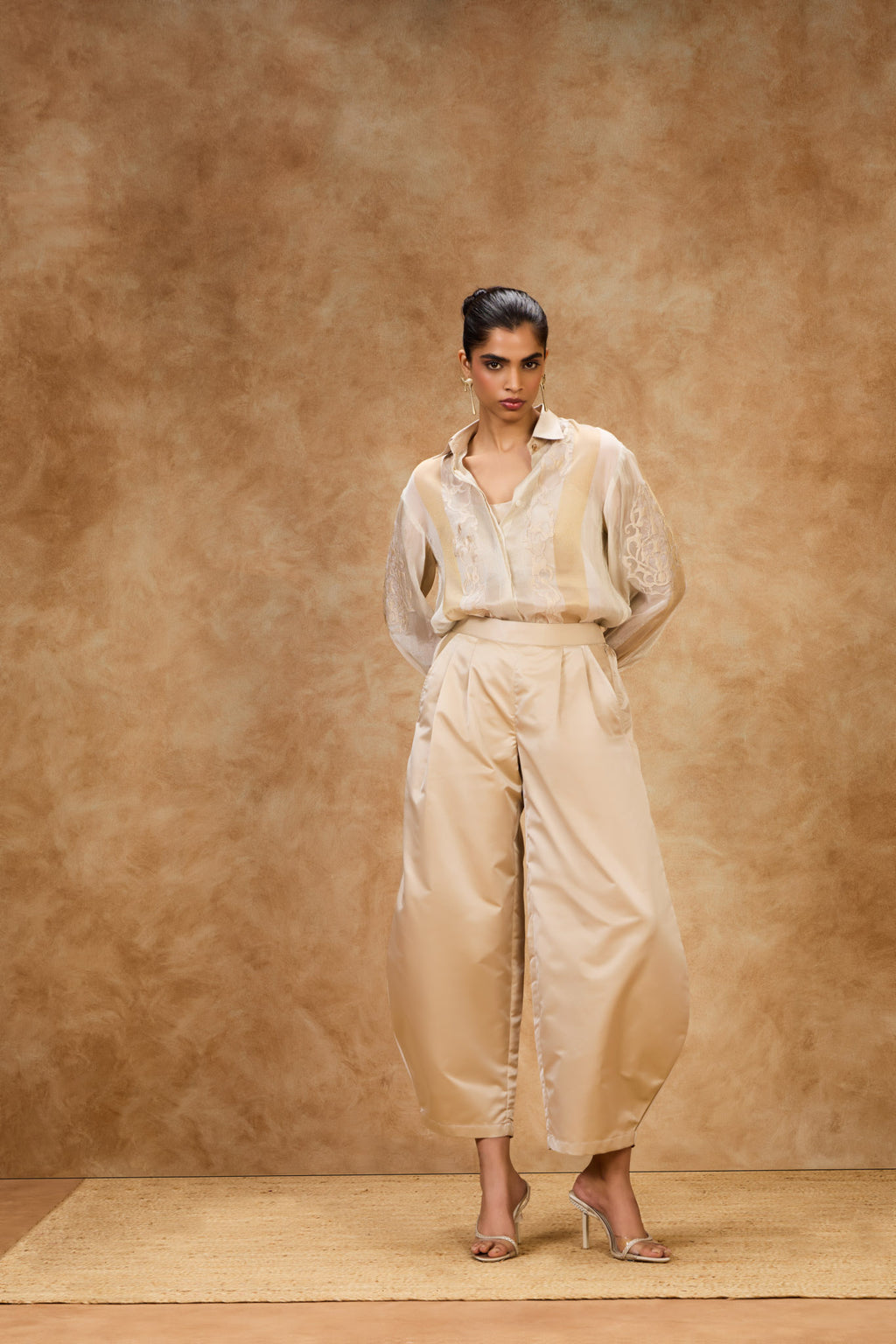 Ivory Gold Striped Shirt
