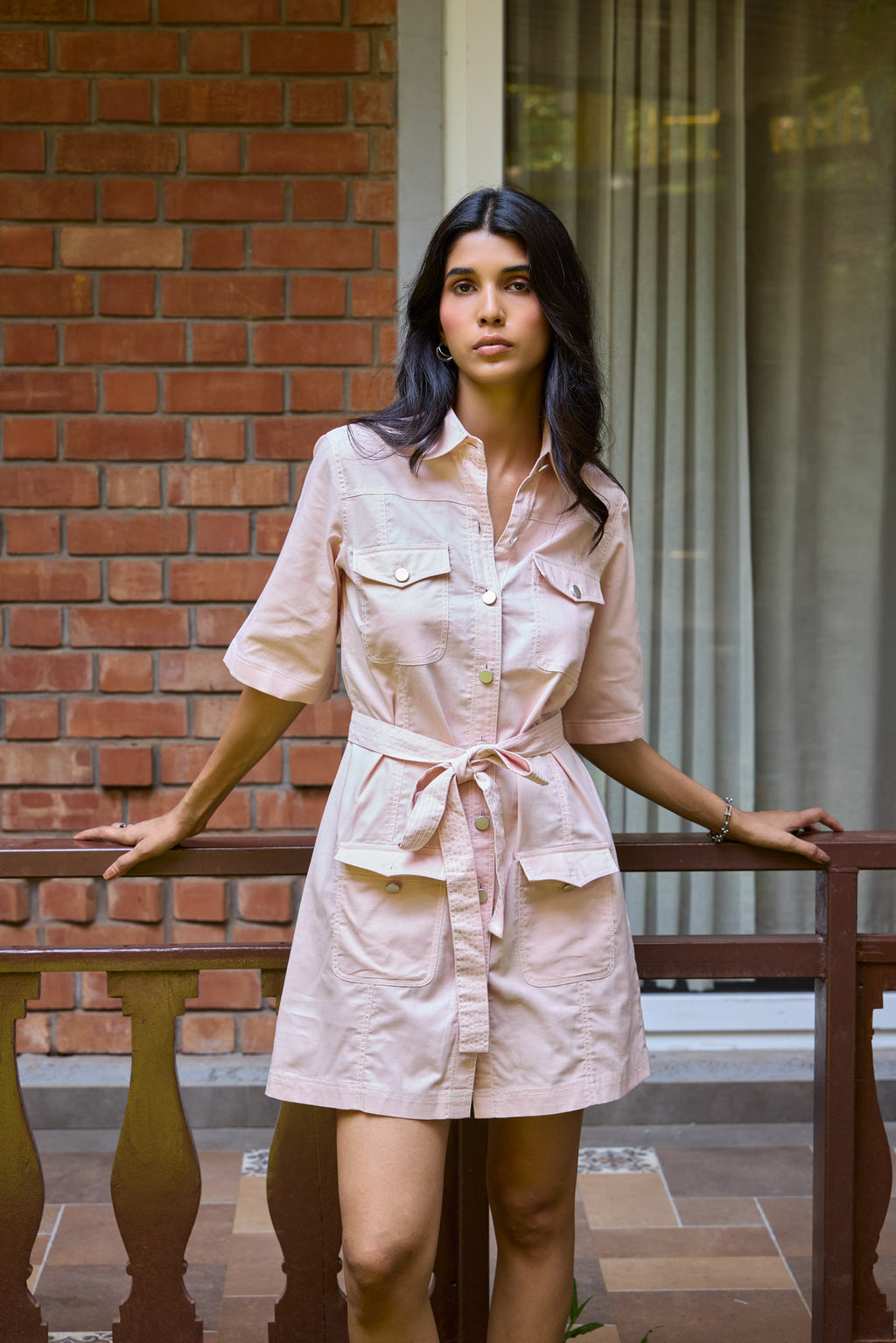 Blush Utility Shirt Dress
