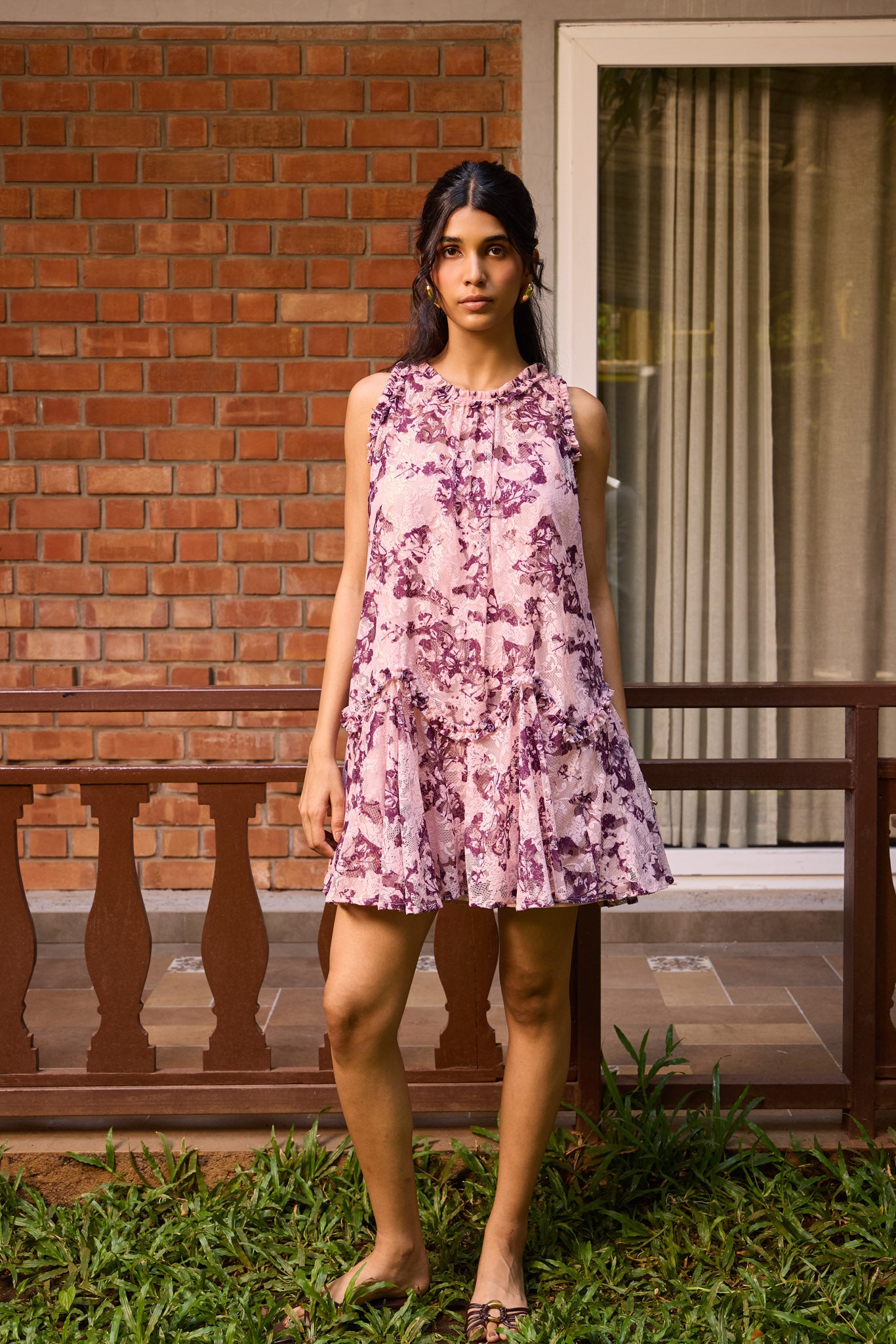 Plum Lace Short Dress