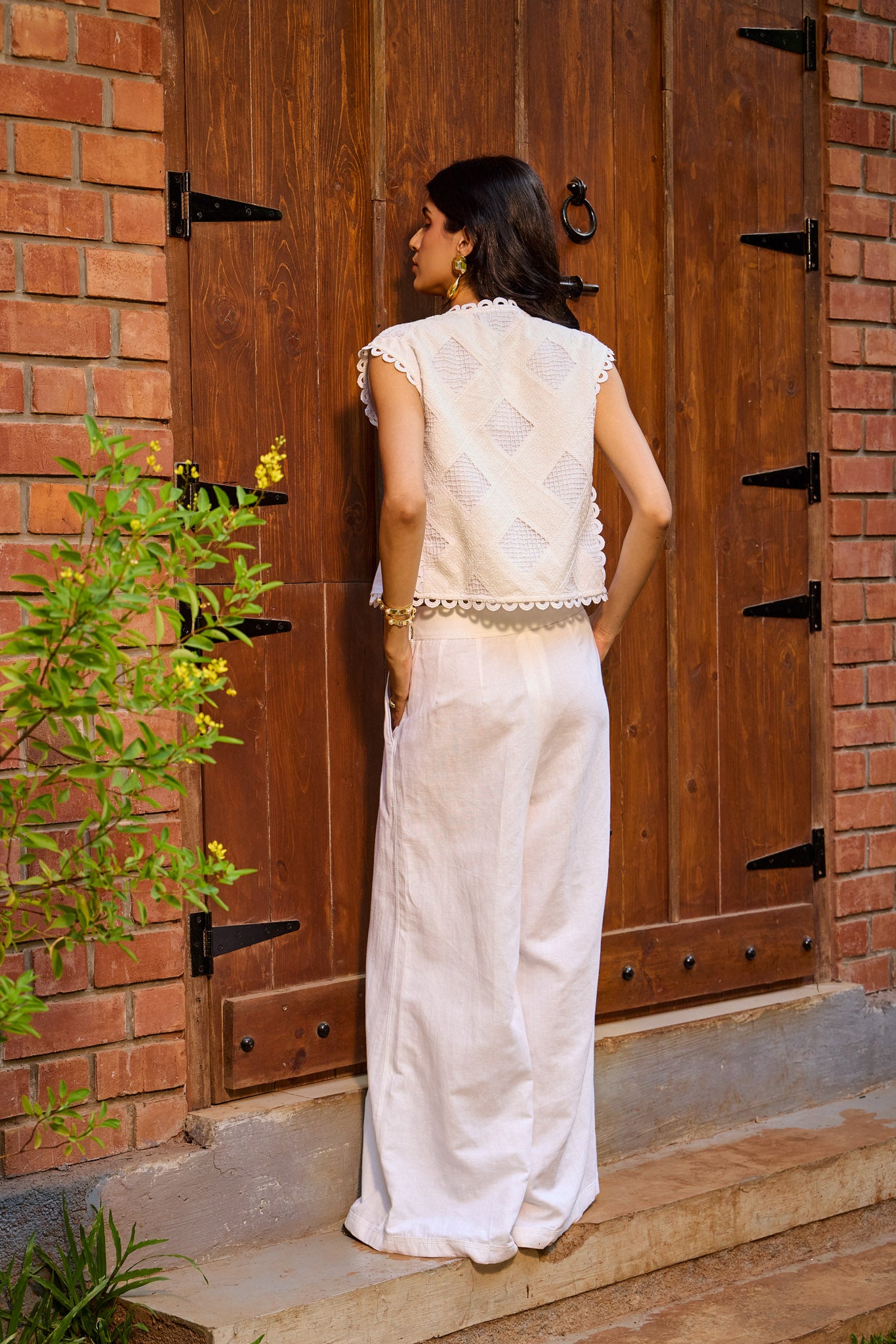 Ivory Linen Tailored Pants