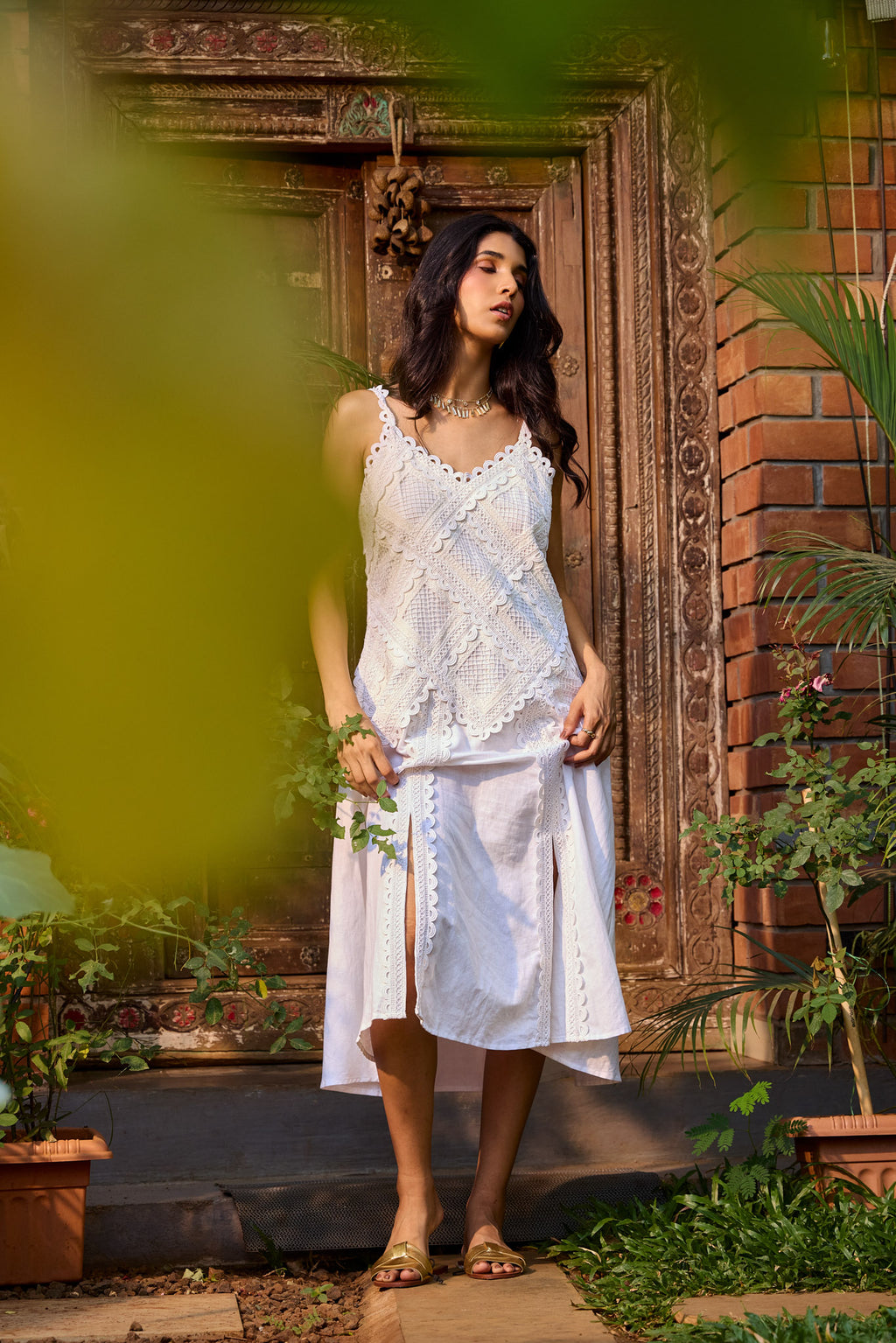 Ivory Lace Midi Dress