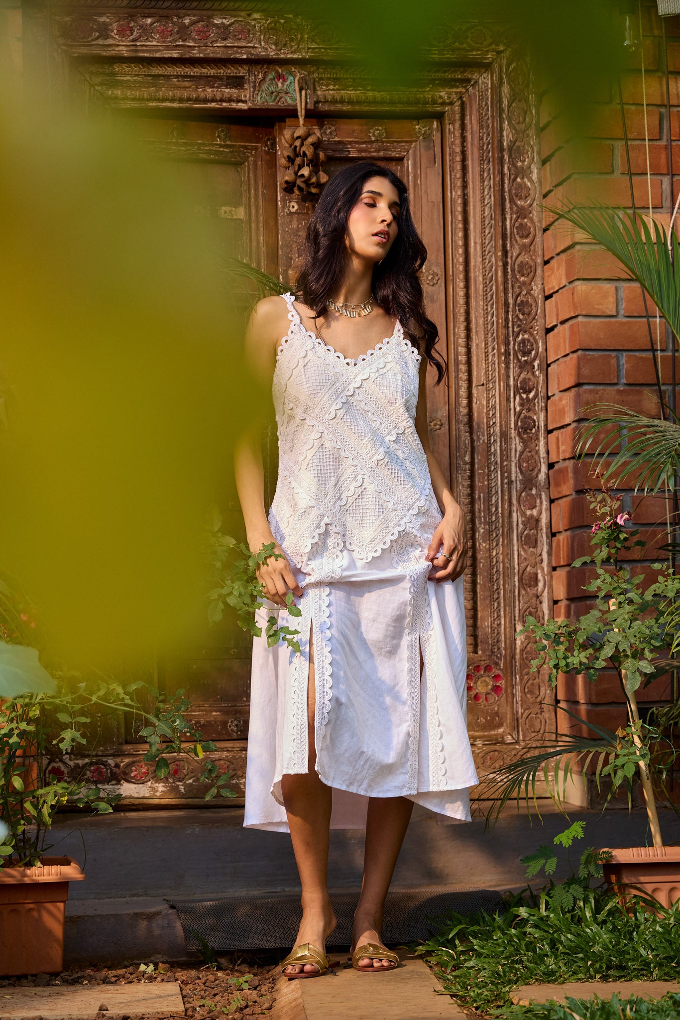 Ivory Lace Midi Dress